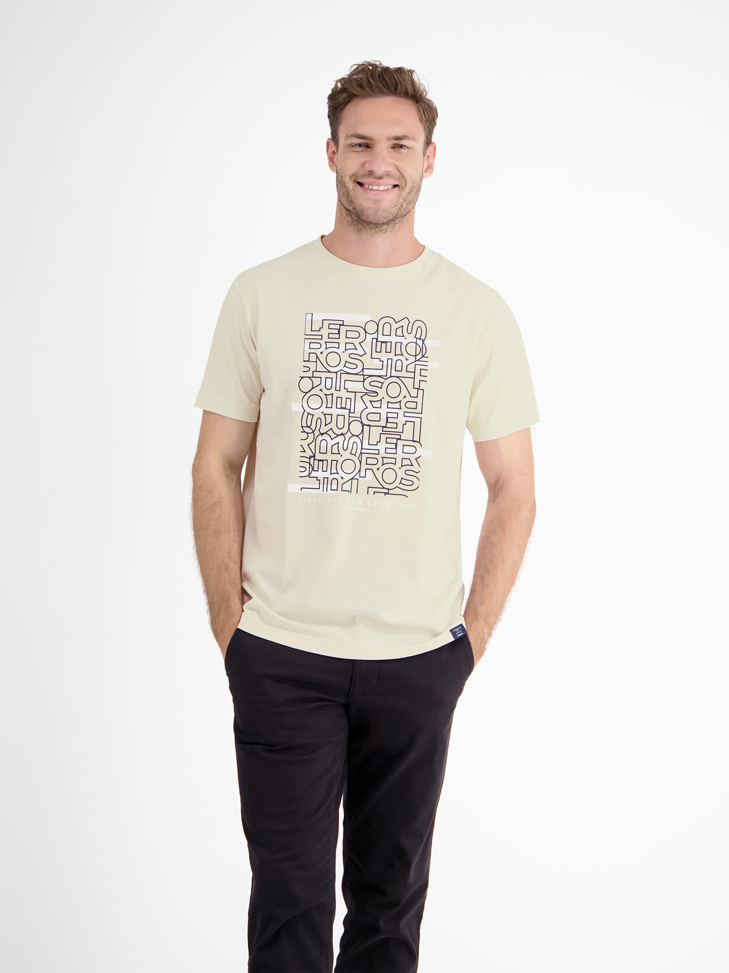 LERROS T-Shirt »LERROS T-Shirt mit Logoprint und Rundhalsausschnitt«