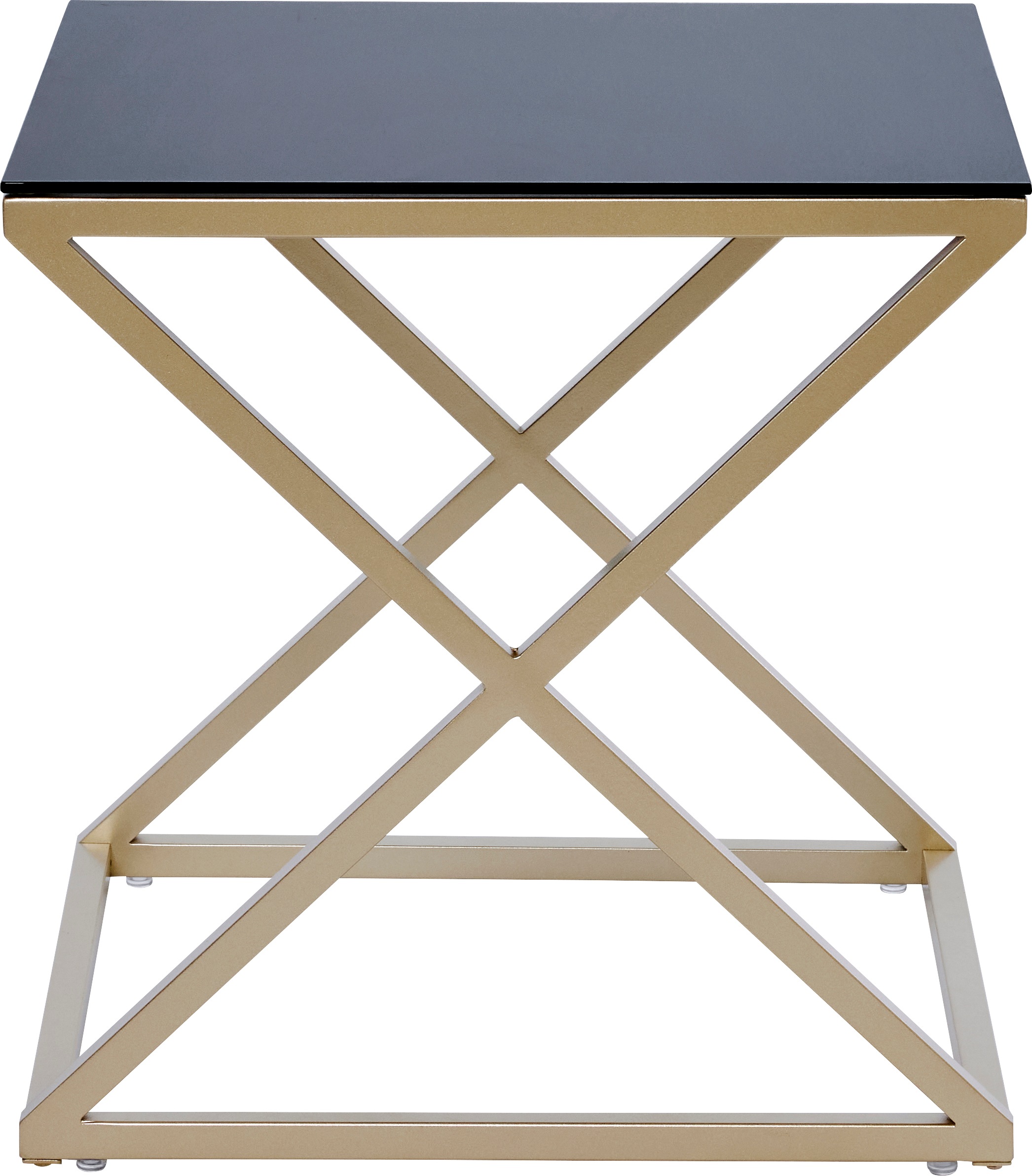 Jahnke Beistelltisch "XTRA BY SIDE" 1 Stk. tlg. Nachttisch/Beistelltisch in Gold-Look, aus Sicherheitsglas gefertigt