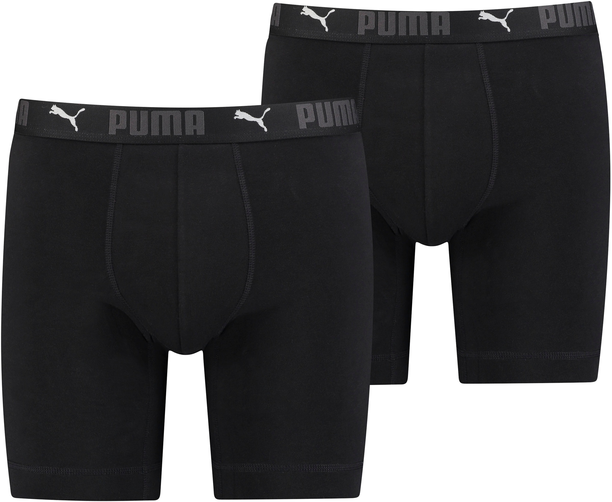 PUMA Boxershorts »PUMA MEN SPORT COTTON LONG BOXERS 2P« Packung, 2er Pack, mit Markenschriftzug im Bund