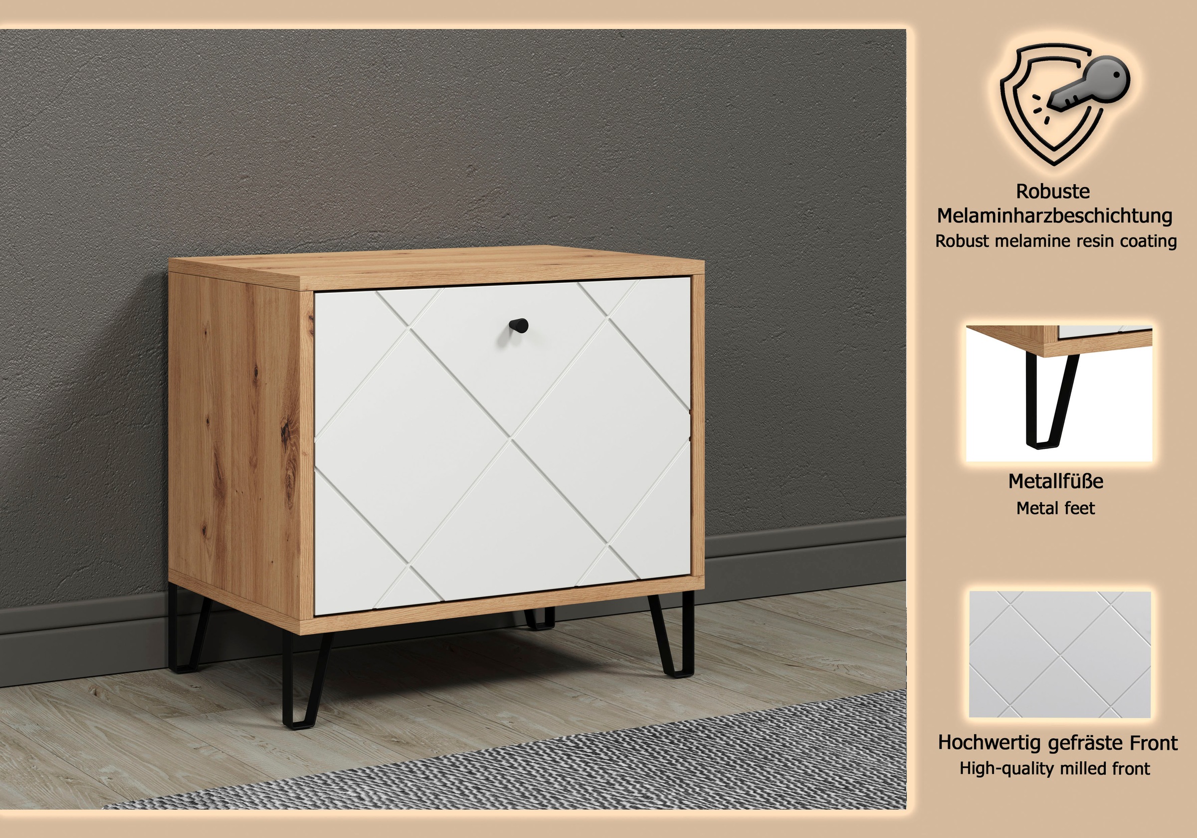 Places of Style Sitzbank »Tarragona«, (1 St.), Sitzbank mit Klappe & Soft-Close - (B/T/H) 63/40/56 cm