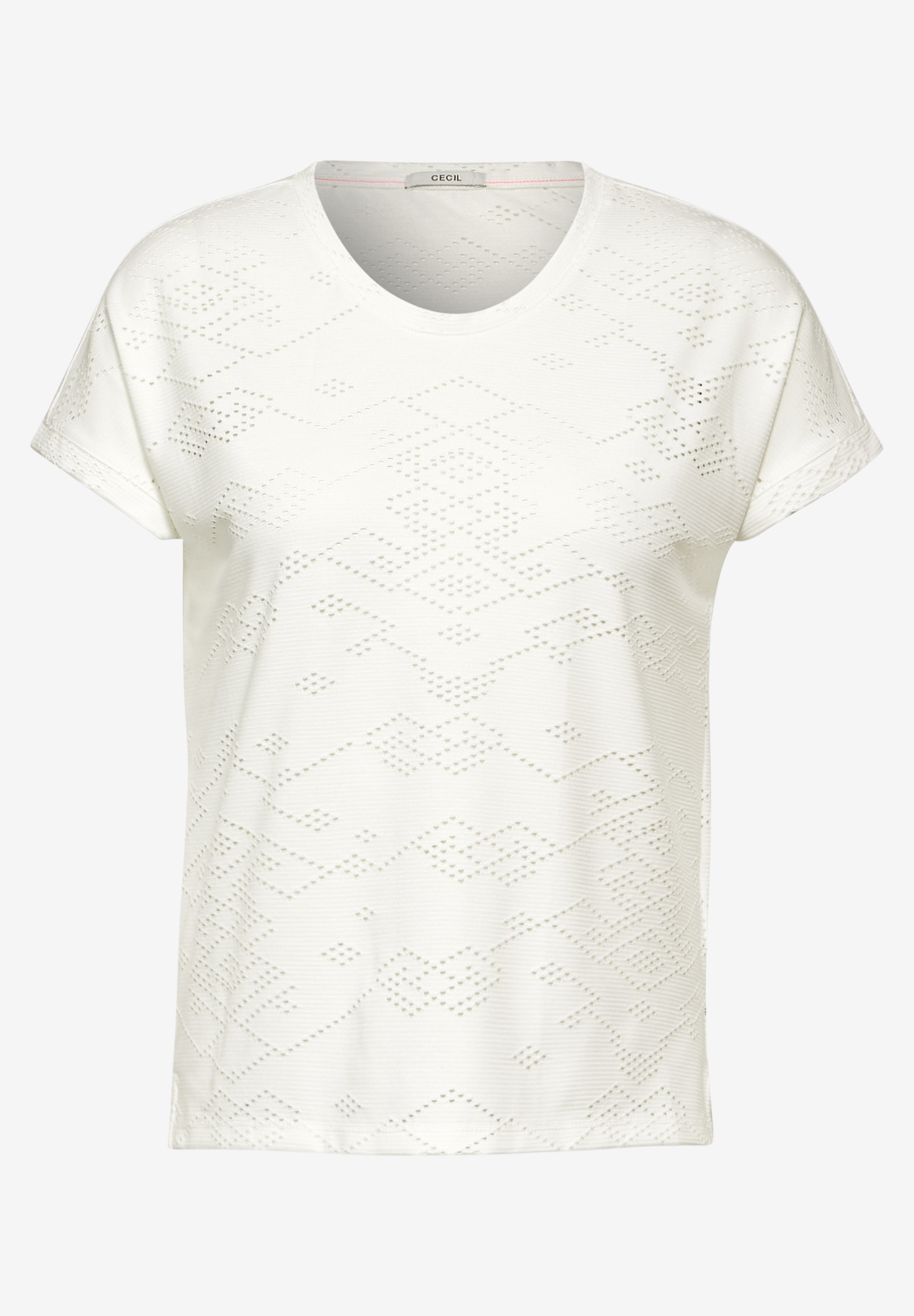 Cecil T-Shirt, mit Lochmuster in Ornamentform