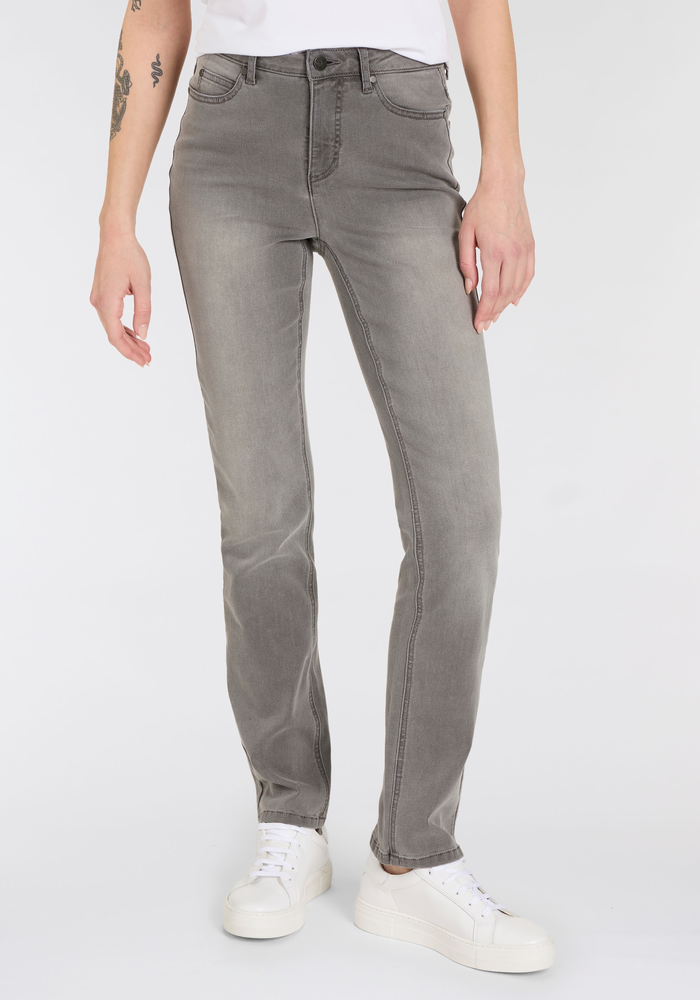 Arizona Gerade Jeans »Ultra-Stretch« Used-Look-Waschung