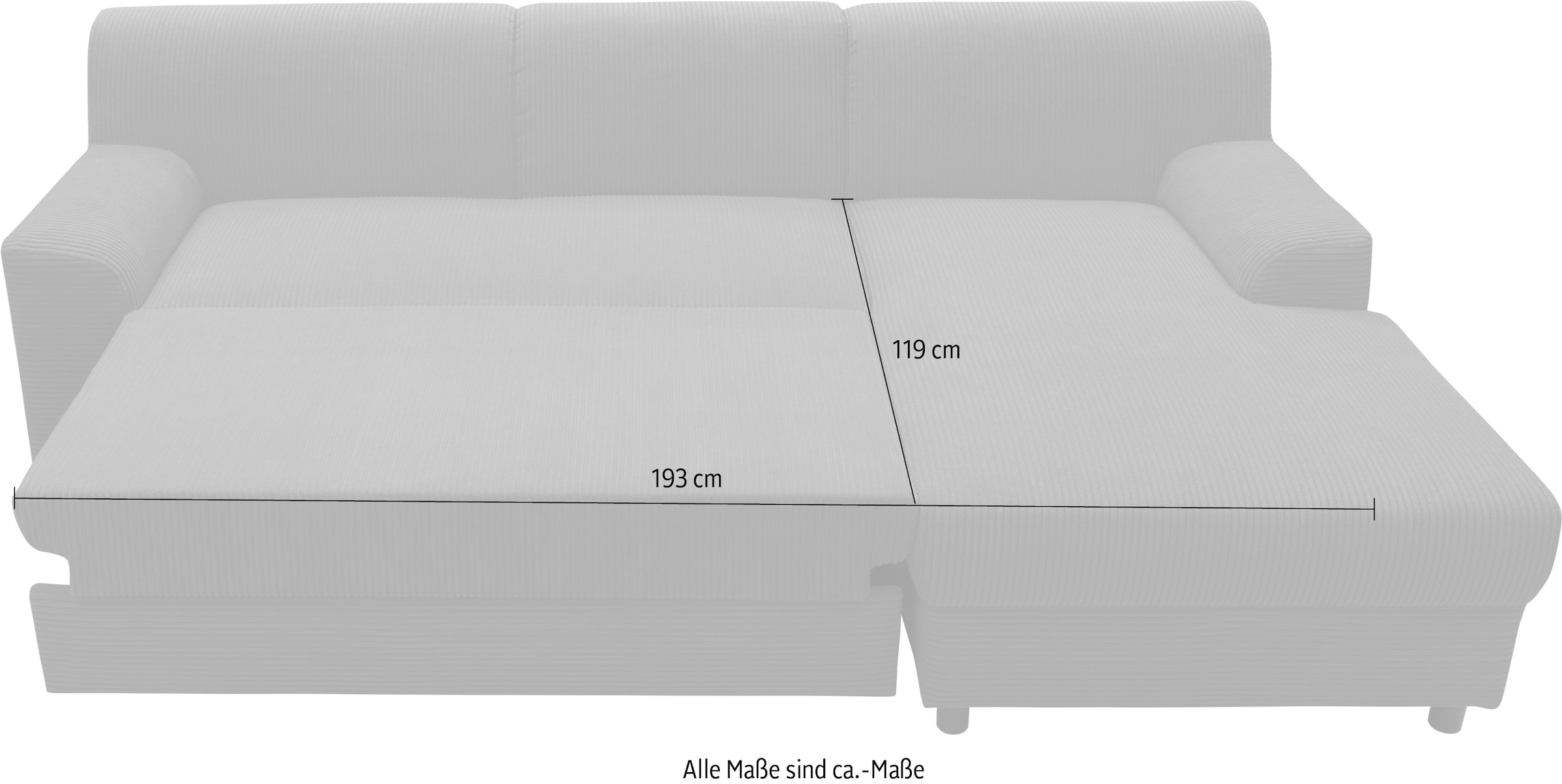DOMO collection Ecksofa »Turah 2, L-Form, Cord oder Luxus-Microfaser, komfortabler Federkern«, B/T/H: 241/146/79 cm, incl. Zierkissen, wahlweise mit Bettfunktion