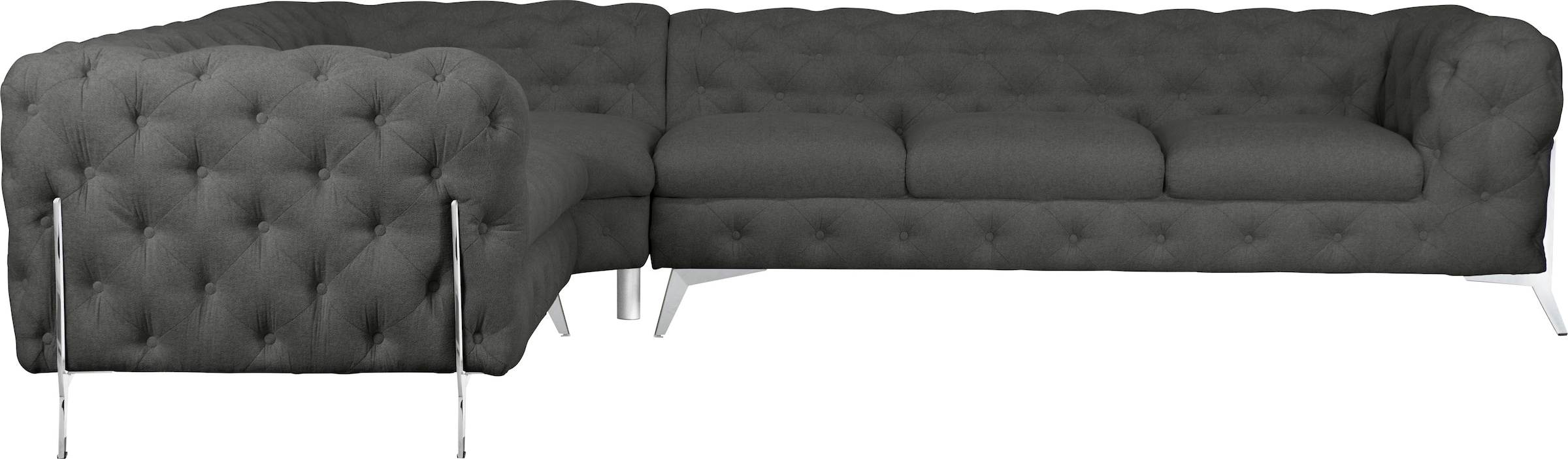 Leonique Chesterfield-Sofa »Amaury L-Form«, grosses Ecksofa, Chesterfield-Optik, Breite 323 cm, Fussfarbe wählbar