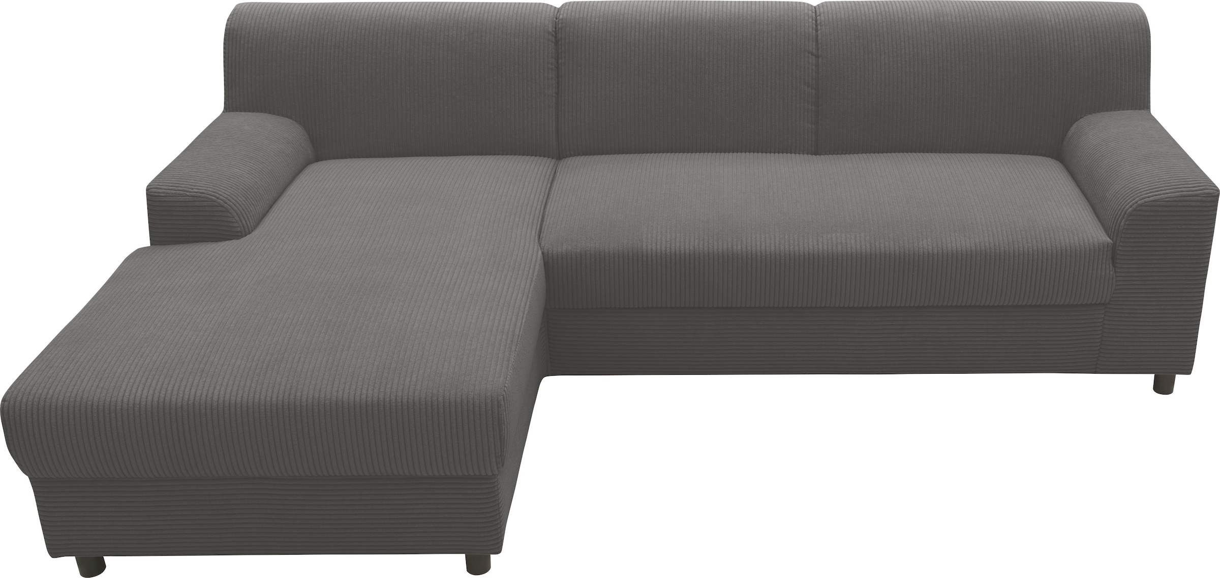 DOMO collection Ecksofa »Turah 2, L-Form, Cord oder Luxus-Microfaser, komfortabler Federkern«, B/T/H: 241/146/79 cm, incl. Zierkissen, wahlweise mit Bettfunktion