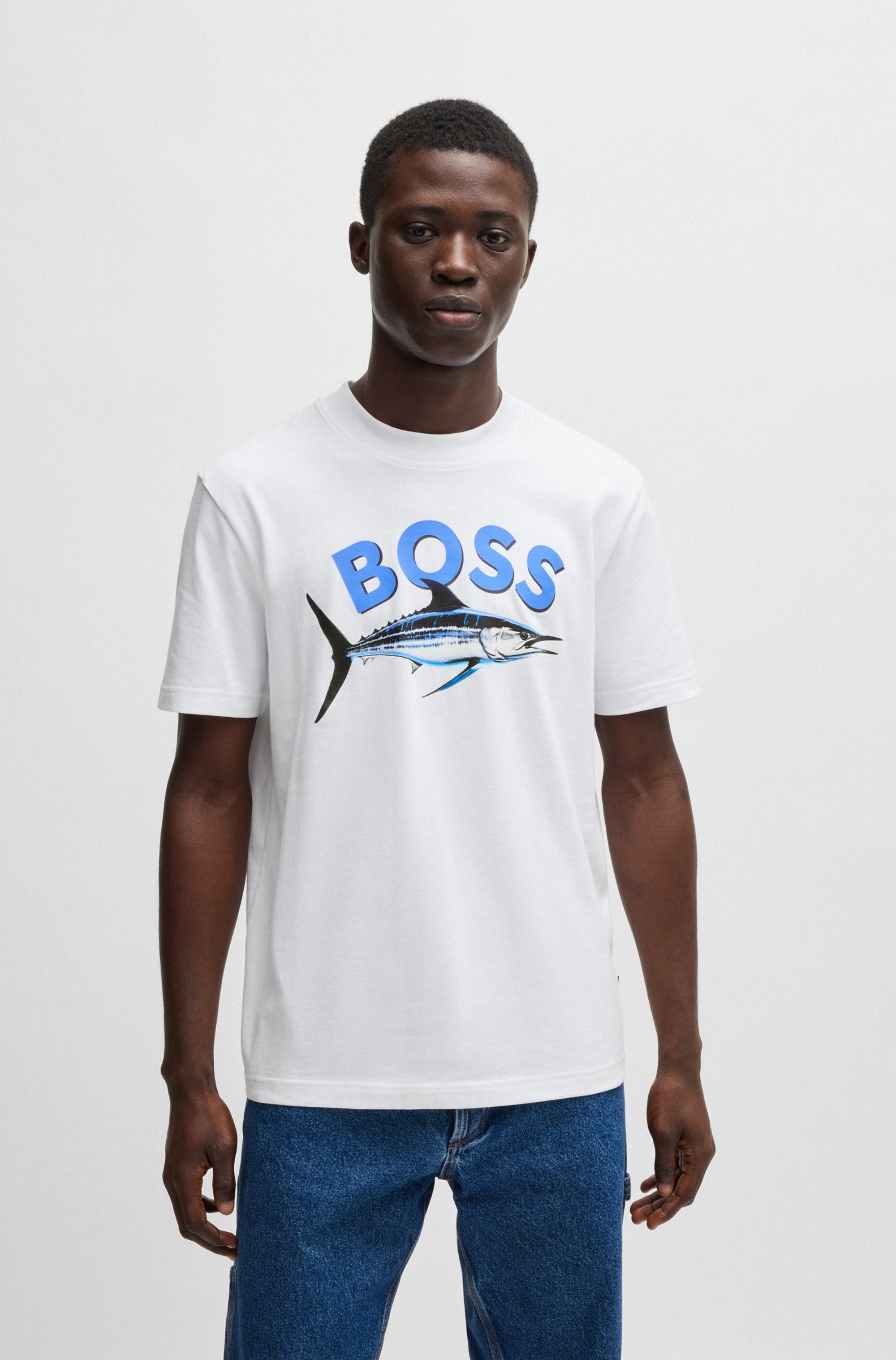 BOSS ORANGE T-Shirt »Te Bossfish« Rundhalsausschnitt, Regular Fit, grosser Druck