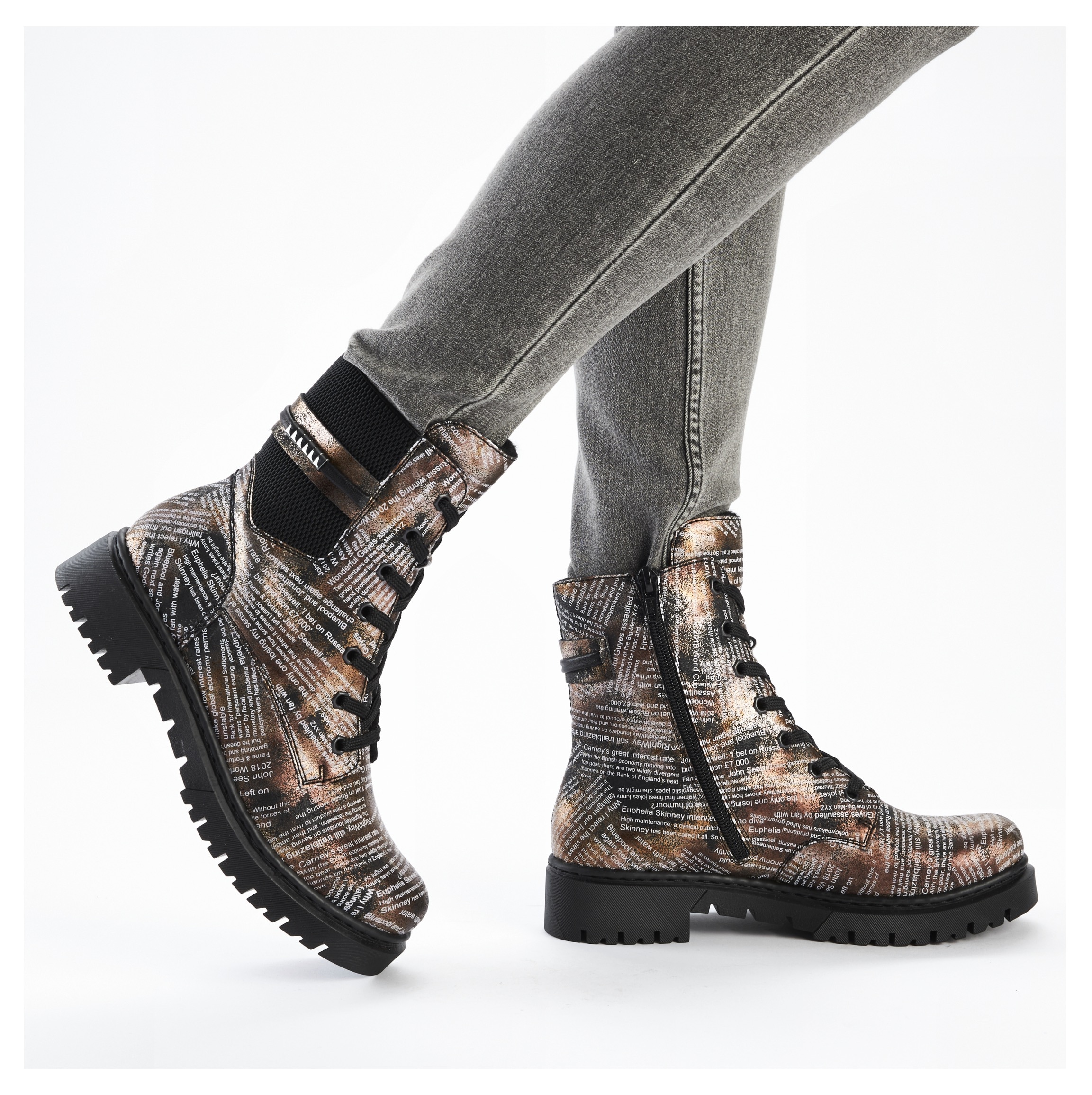 Rieker Winterstiefelette, Schnürboots, Stiefelette, Blockabsatz, mit Innenreissverschluss