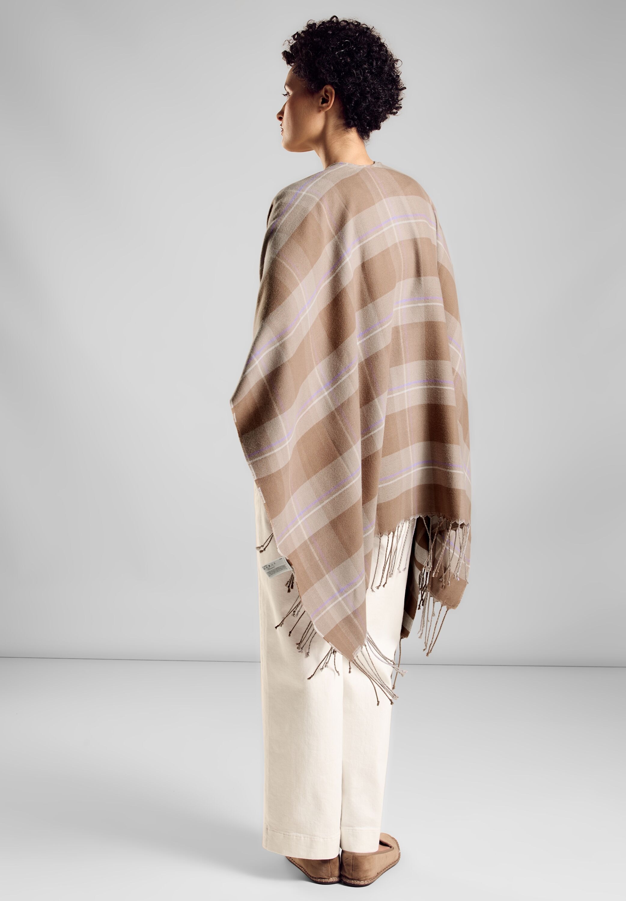 STREET ONE Strickponcho, mit Karo Muster