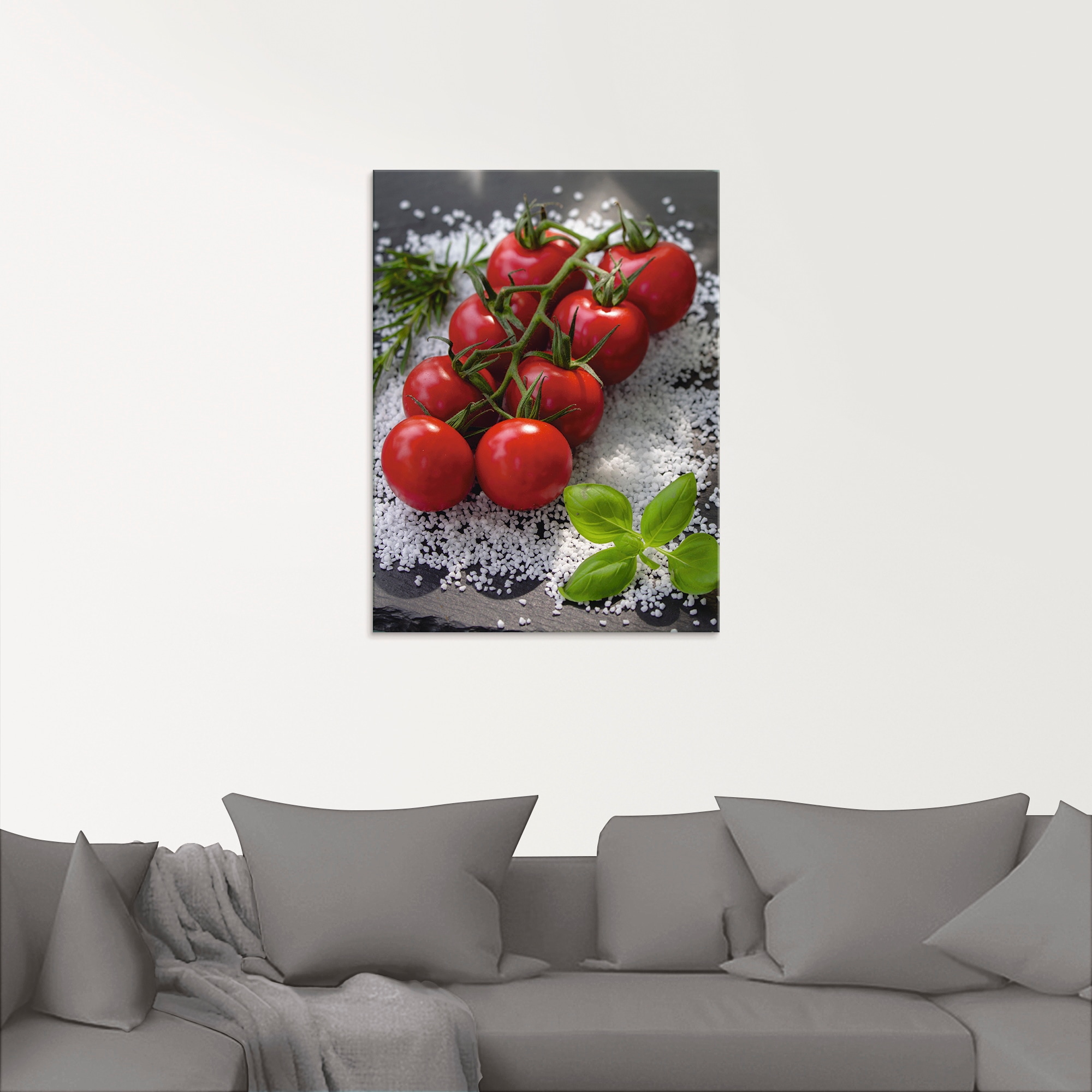 Artland Glasbild »Tomaten verschiedenen | Jelmoli-Versand Lebensmittel, auf Grössen online Salz«, St.), Rispe (1 kaufen in