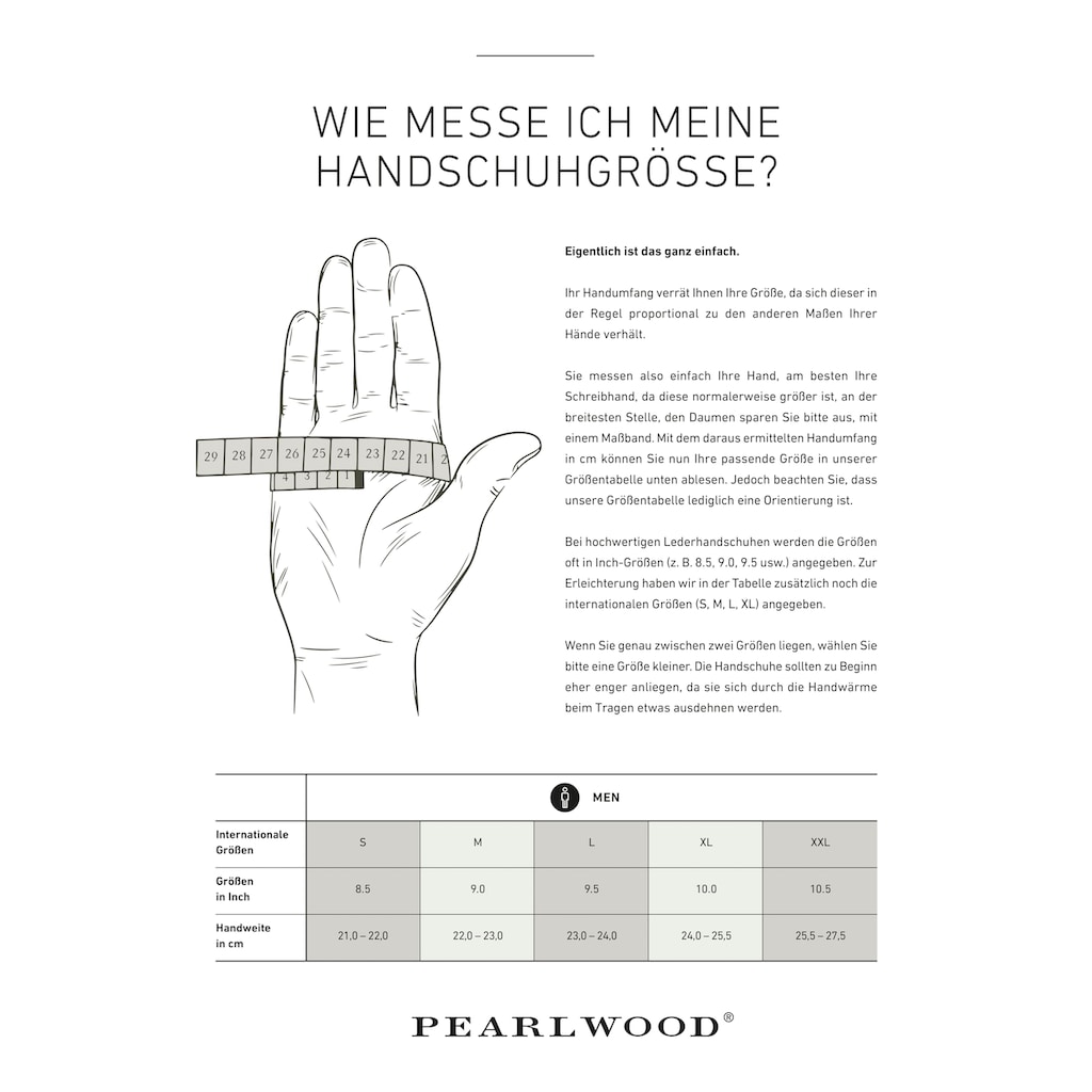 PEARLWOOD Lederhandschuhe »Moore«, Atmungsaktiv, Wärmeregulierend, Wind - und Wasserabweisend