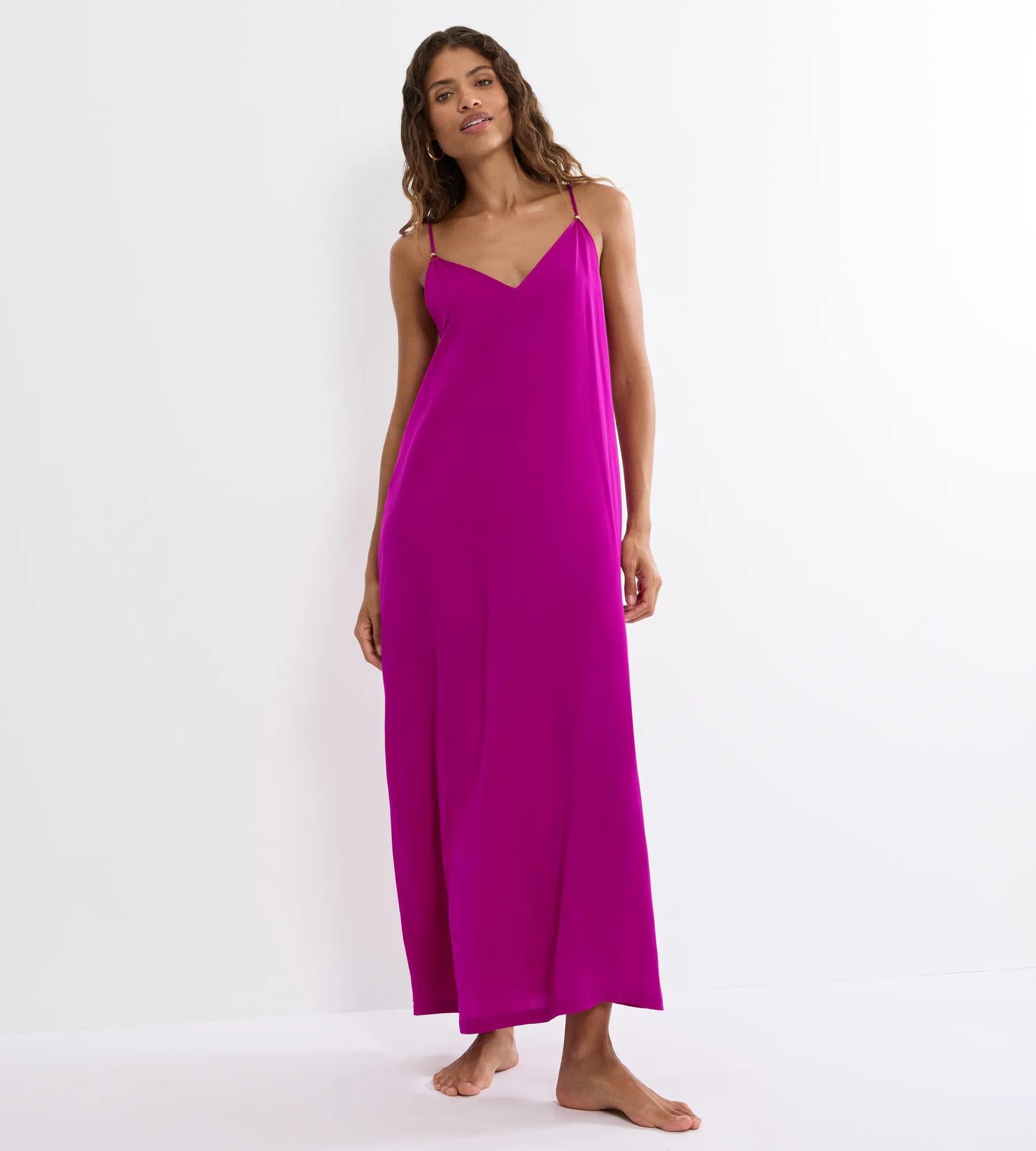 Triumph Sommerkleid "Summer Satin Dress" tiefer V-Ausschnitt, schmale Träger