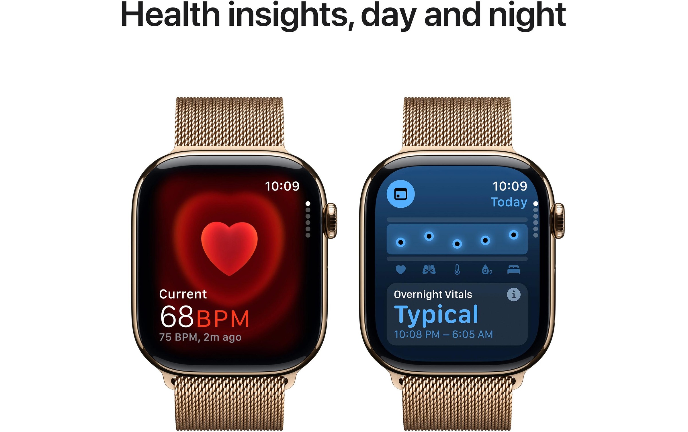 Apple Watch Series 10 Titan, 46 mm, GPS + Cellular, Milanese Loop M/L, Goldfarben