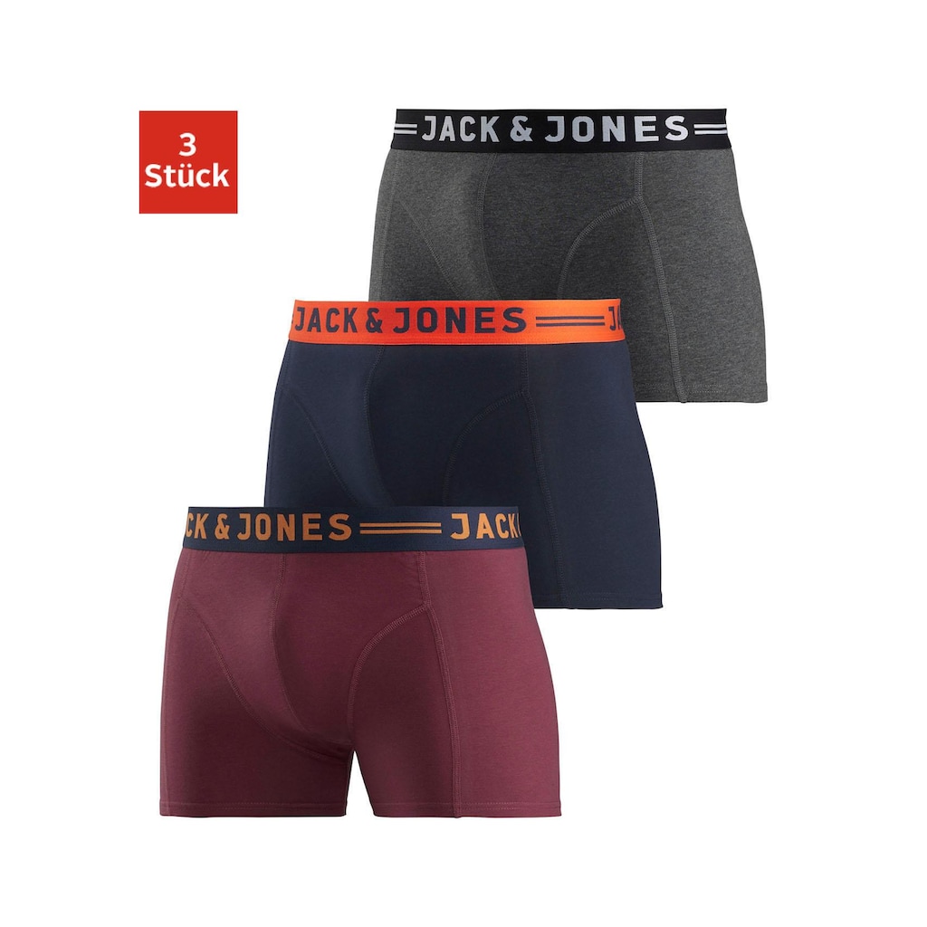 Jack & Jones Boxer »JAC Lichfield Trunks«, (Packung, 3 St.), mit kontrastfarbigem Bund