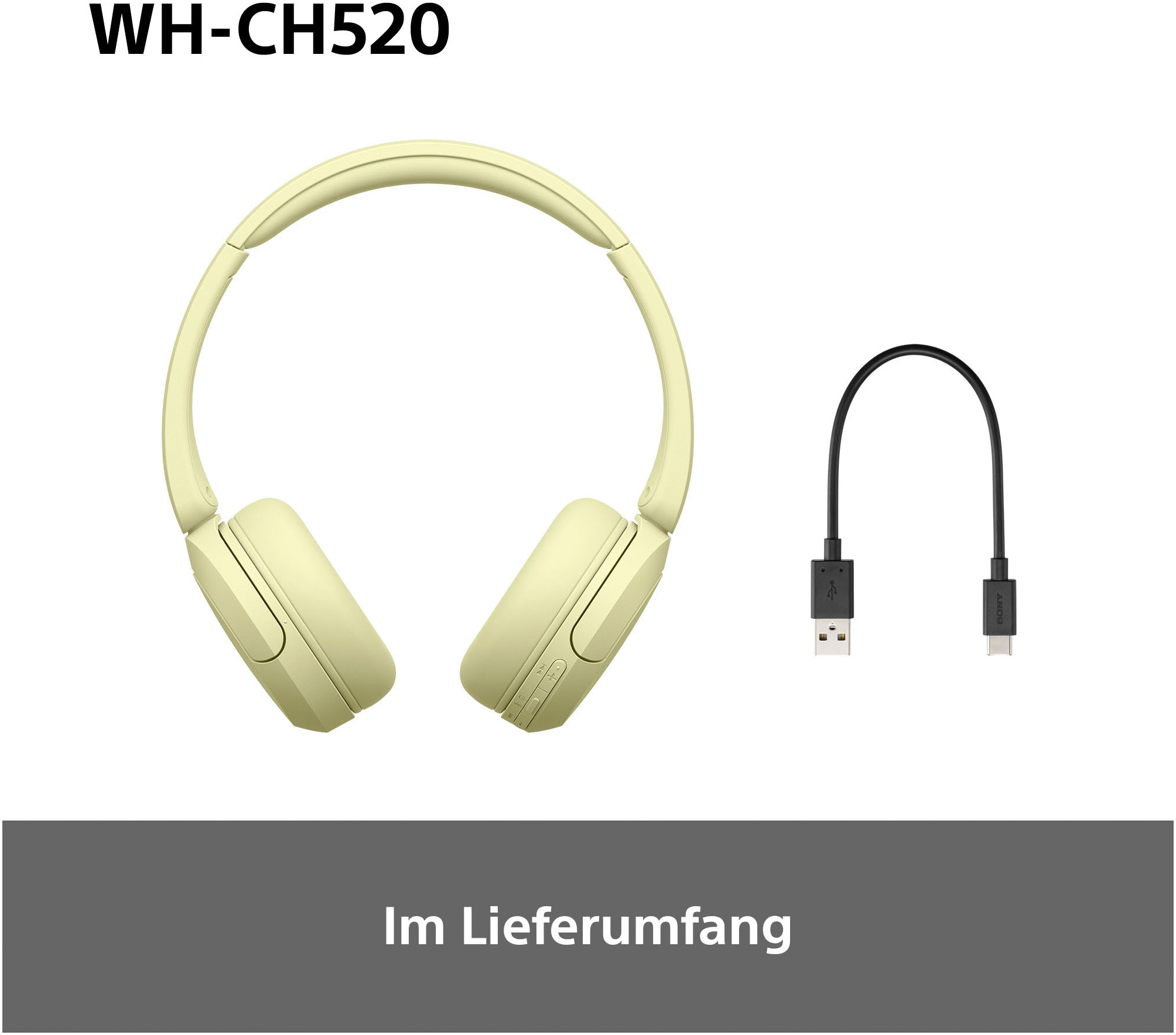 Sony Bluetooth-Kopfhörer »WHCH520«, Bluetooth, Freisprechfunktion-Rauschunterdrückung-Sprachsteuerung-kompatibel mit Siri, 200 Std. Max. Akkulaufzeit (Standby)