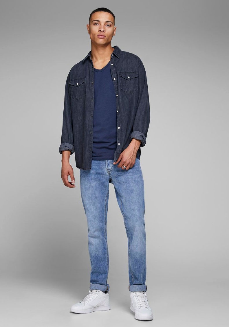 Jack & Jones T-Shirt »SLIM- FIT BASIC TEE V-NECK«, mit V-Ausschnitt