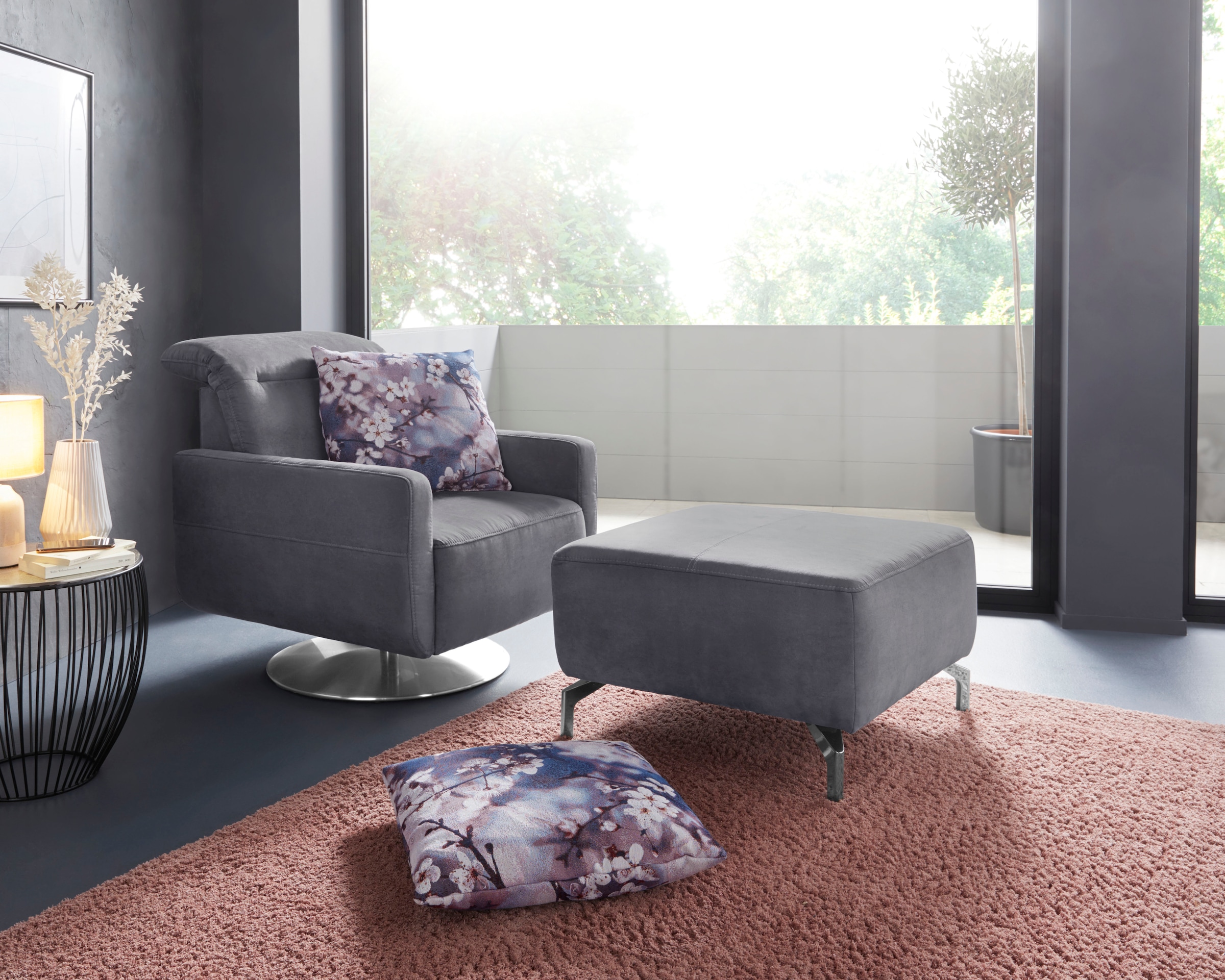 sit&more Hocker »Gizeh«, Fusshöhe 15 cm, wahlweise in 2 unterschiedlichen Fussfarben