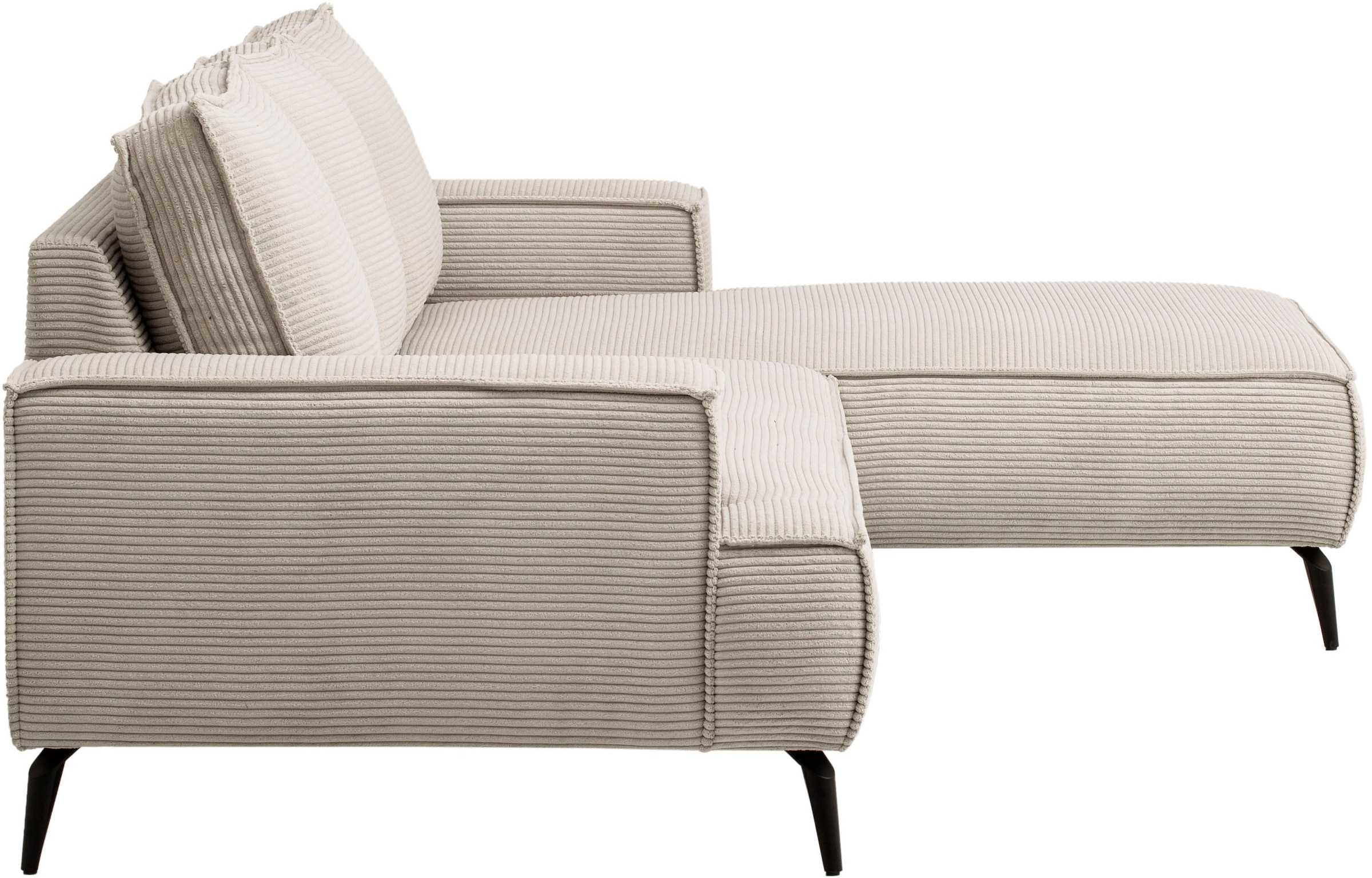 andas Ecksofa »TVINNU, L-Form in Cord, Sofa«, wahlweise Recamiere rechts/links, schwarze Füsse, bequemer Sitzkomfort