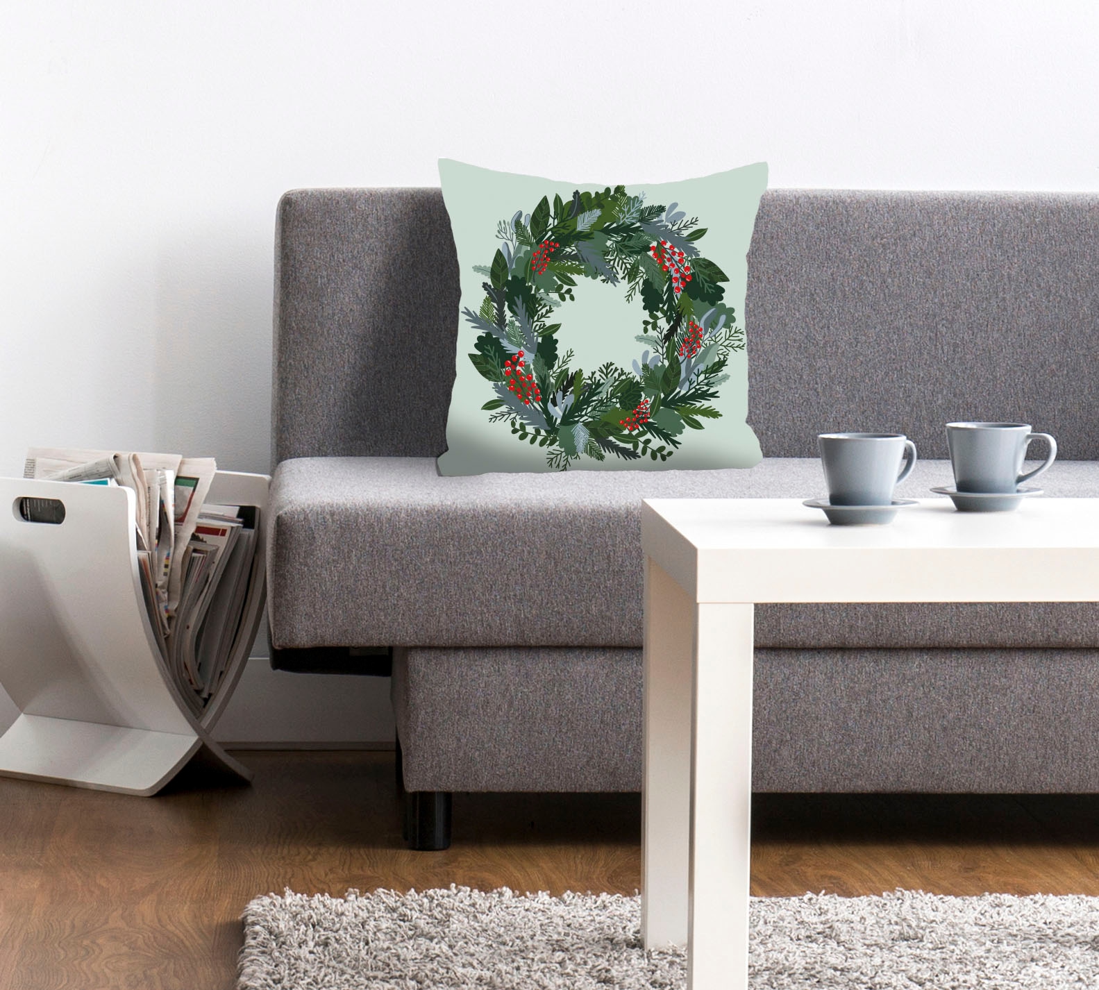 queence Dekokissen »Isabel«, Kissenhülle,Weihnachtskranz,Festlich,Weihnachten,Dekorativ