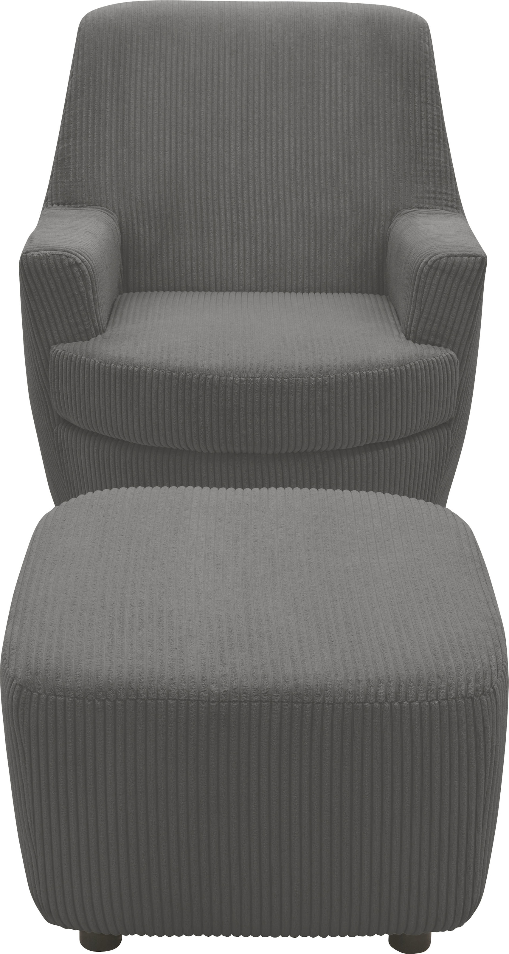 INOSIGN Drehsessel »HETTY, Drehsessel mit Wippfunktion und Hocker; Lesesessel, Armsessel«, (Set, 2 St.), mit Dreh/Wippfunktion, mit Federkern, in Cord und Microfaser