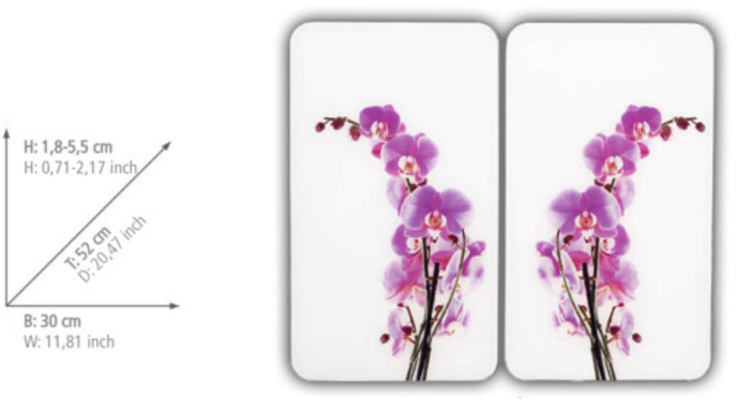 WENKO Herd-Abdeckplatte »Universal Modell Orchideenblüte«, (Set, 2 tlg.), Herdabdeckung für alle Herdarten, kratzfest, mit rutschfesten Füssen