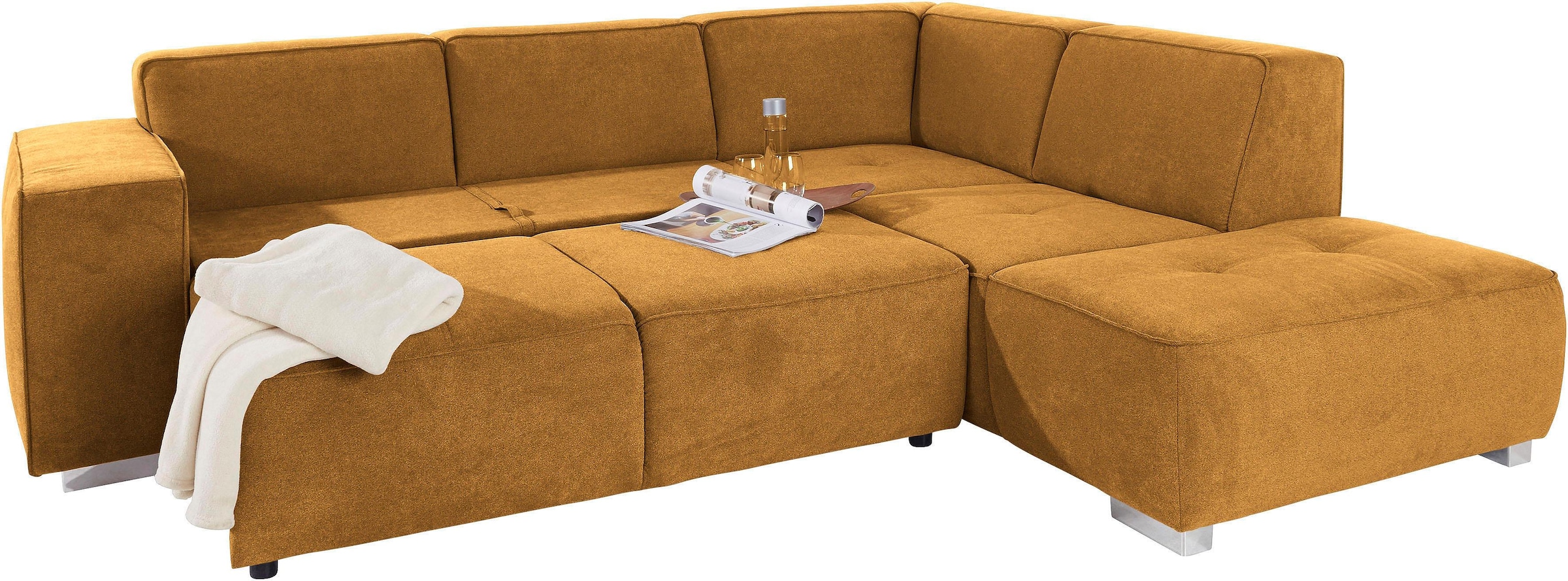 INOSIGN Ecksofa »Sapporo L-Form«, wahlweise Bettfunktion oder Sitztiefenverstellung, Federkern