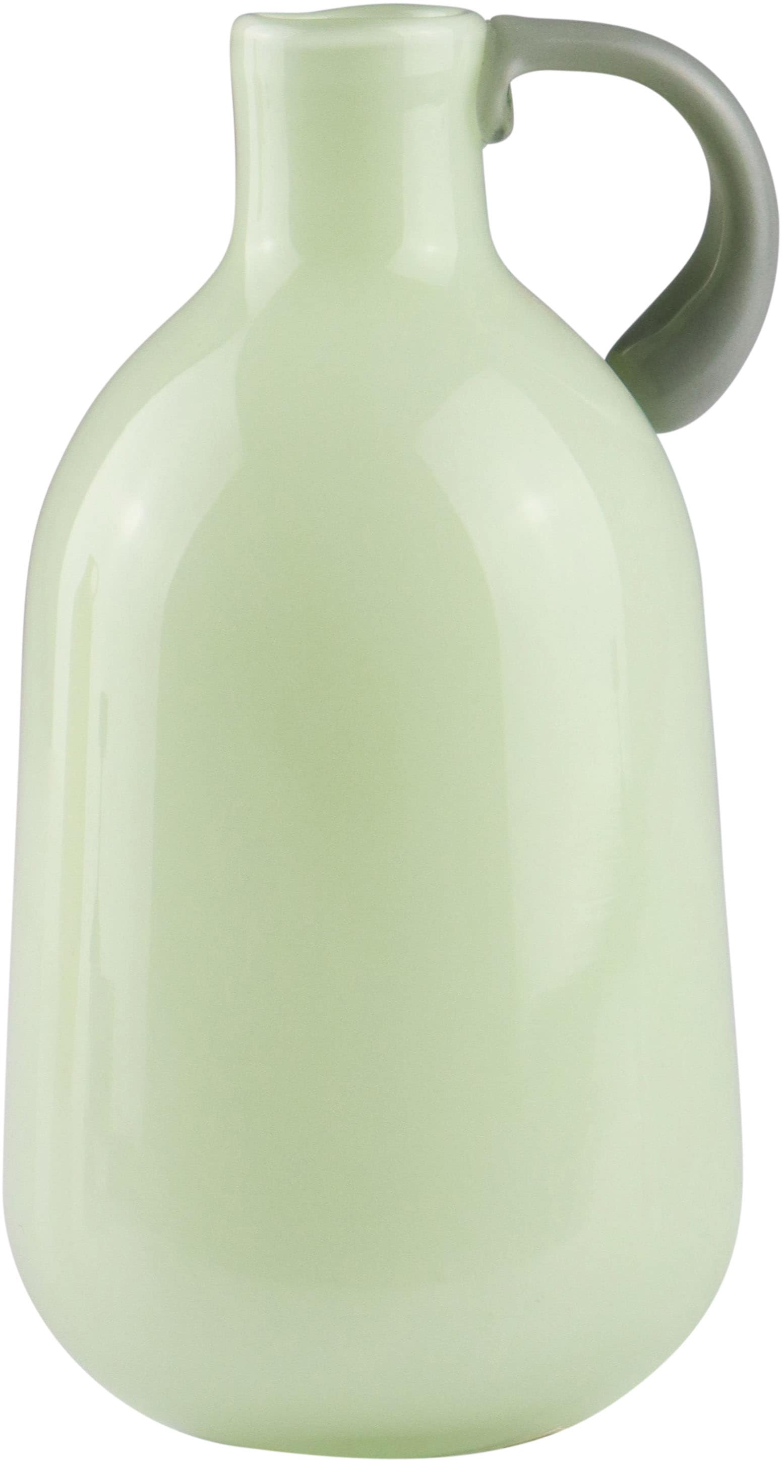 AM Design Dekovase "Grüne Glasvase mit grauem Griff" für einen modernen Look
