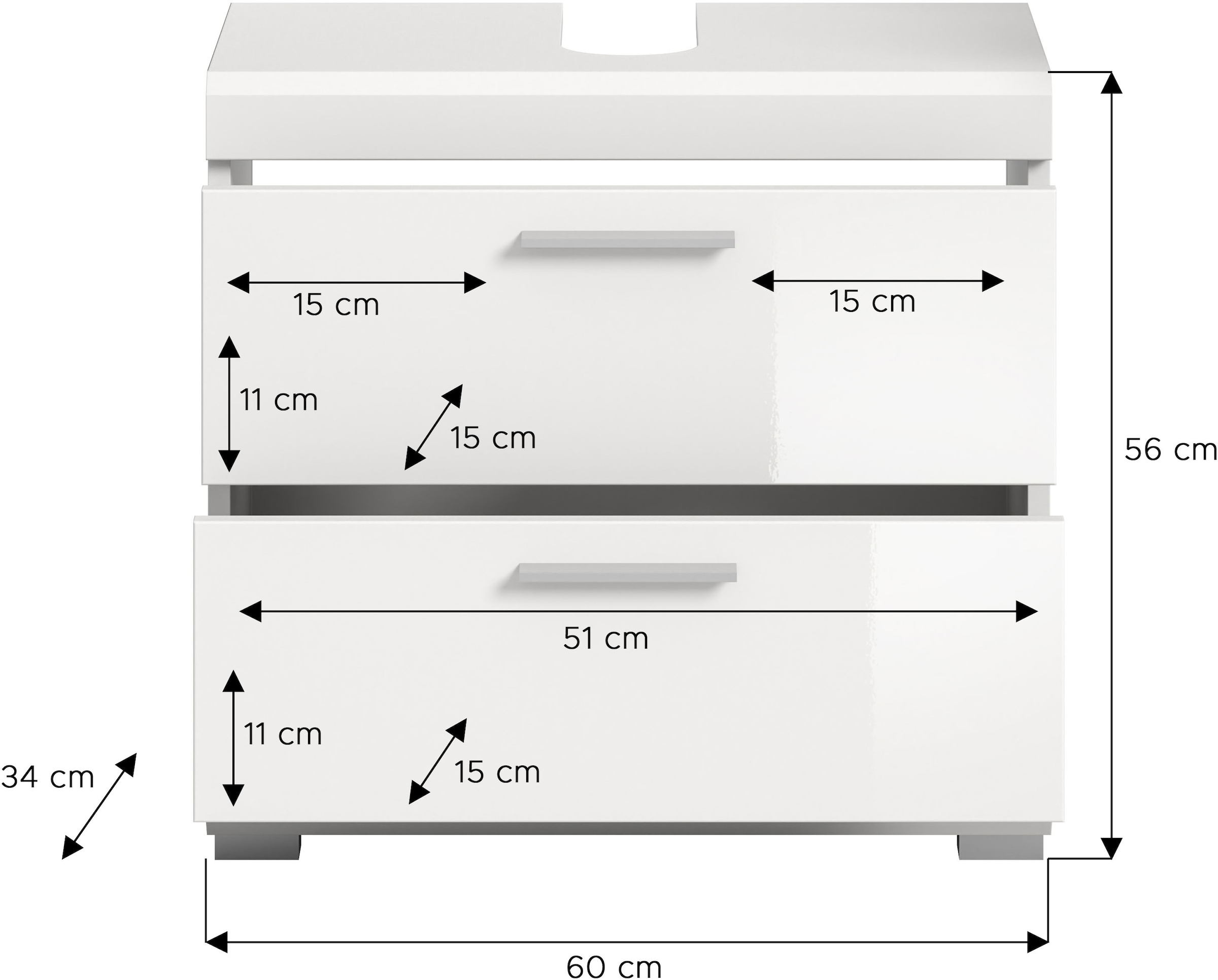 INOSIGN Waschbeckenunterschrank »Siena, Breite 60cm, 2 Tür, 2 Fächer, mit Siphonausschnitt, MDF-Front«, (1 St.), in verschiedenen Farben erhältlich, Badmöbel, Badschrank, Kommode, Bad