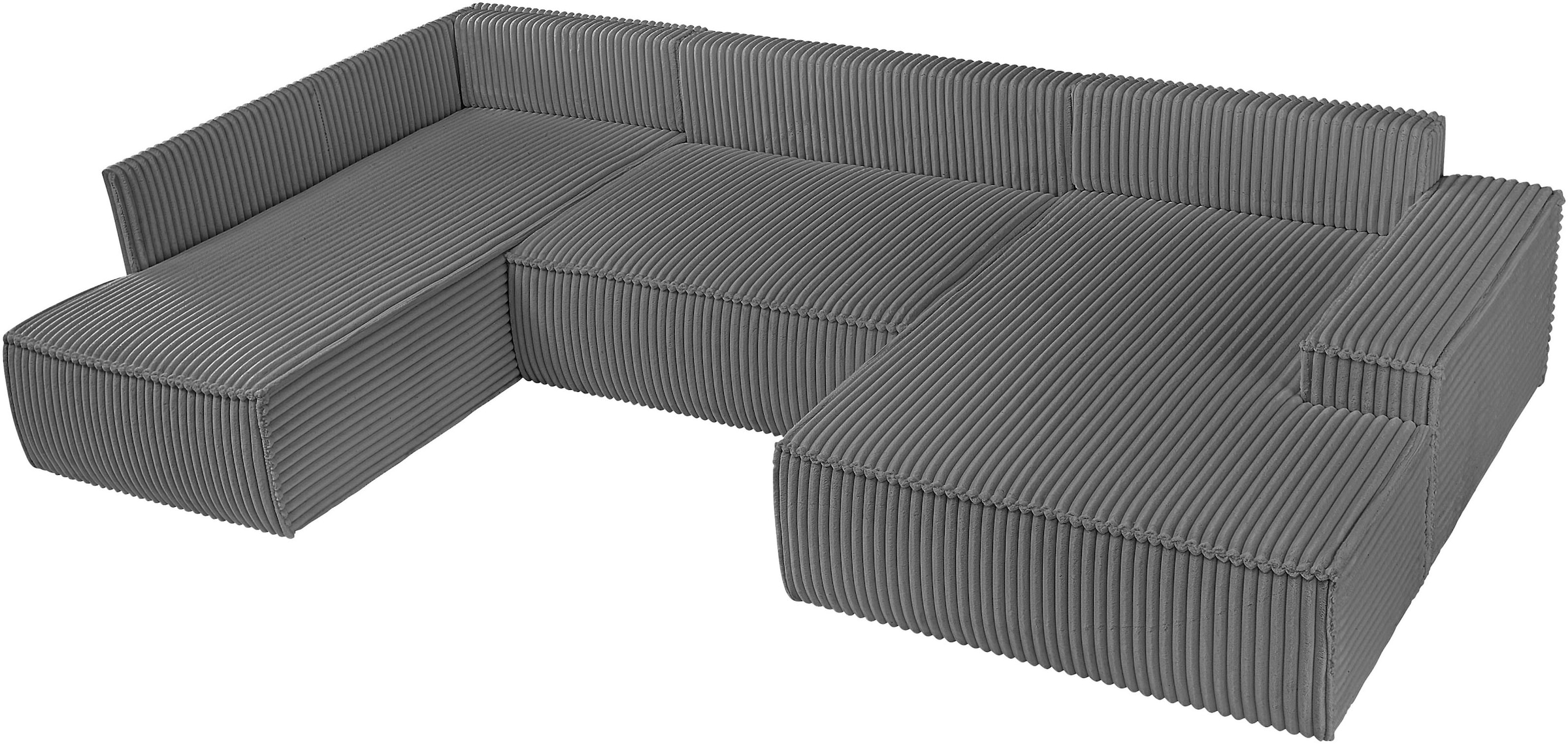 andas Wohnlandschaft »FINNLEY U-Form XXL 329 cm, Schlafsofa, Schlaffunktion m. Bettkasten«, (194/139 cm), Bouclé, Struktur und Cord