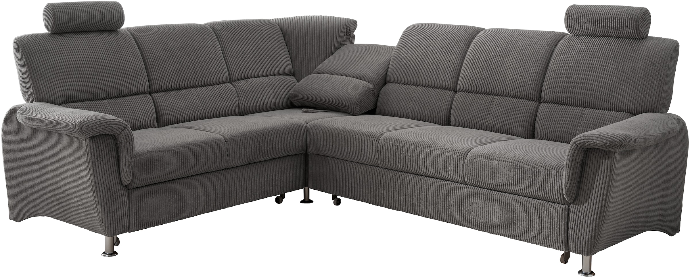 Home affaire Ecksofa »Pisa L-Form, mit Schlaffunktion, Stauraum, 2x höhenverstellbare«, Kopfstützen und Relaxfunktion im Eckelement