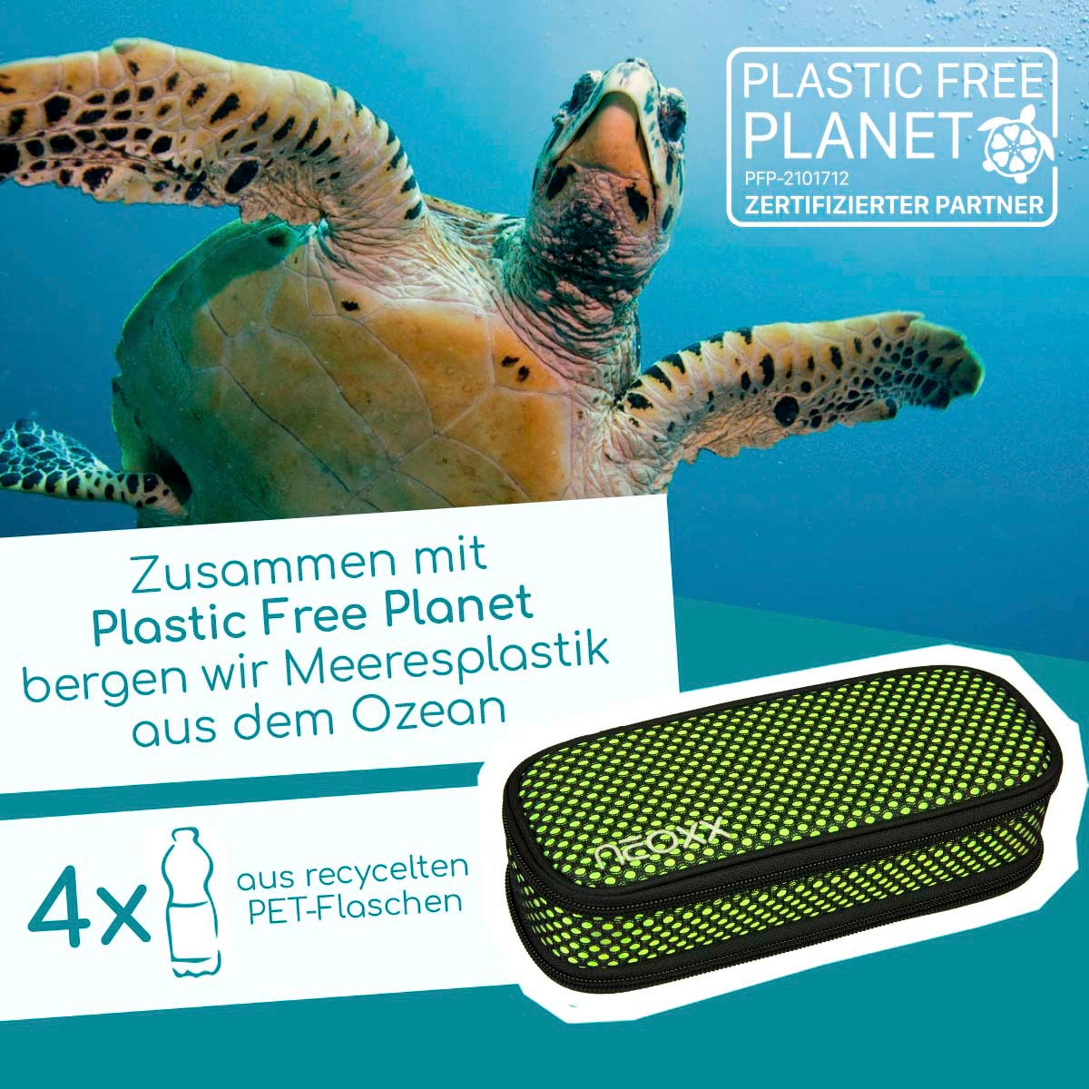 neoxx Schreibgeräteetui »Schlamperbox, Catch, All about Neon«, aus recycelten PET-Flaschen