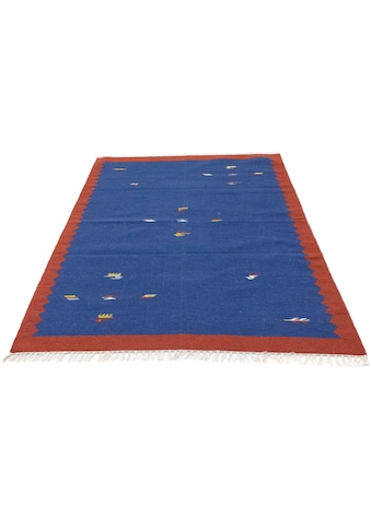 Wollteppich »Kelim Teppich handgewebt blau«, rechteckig