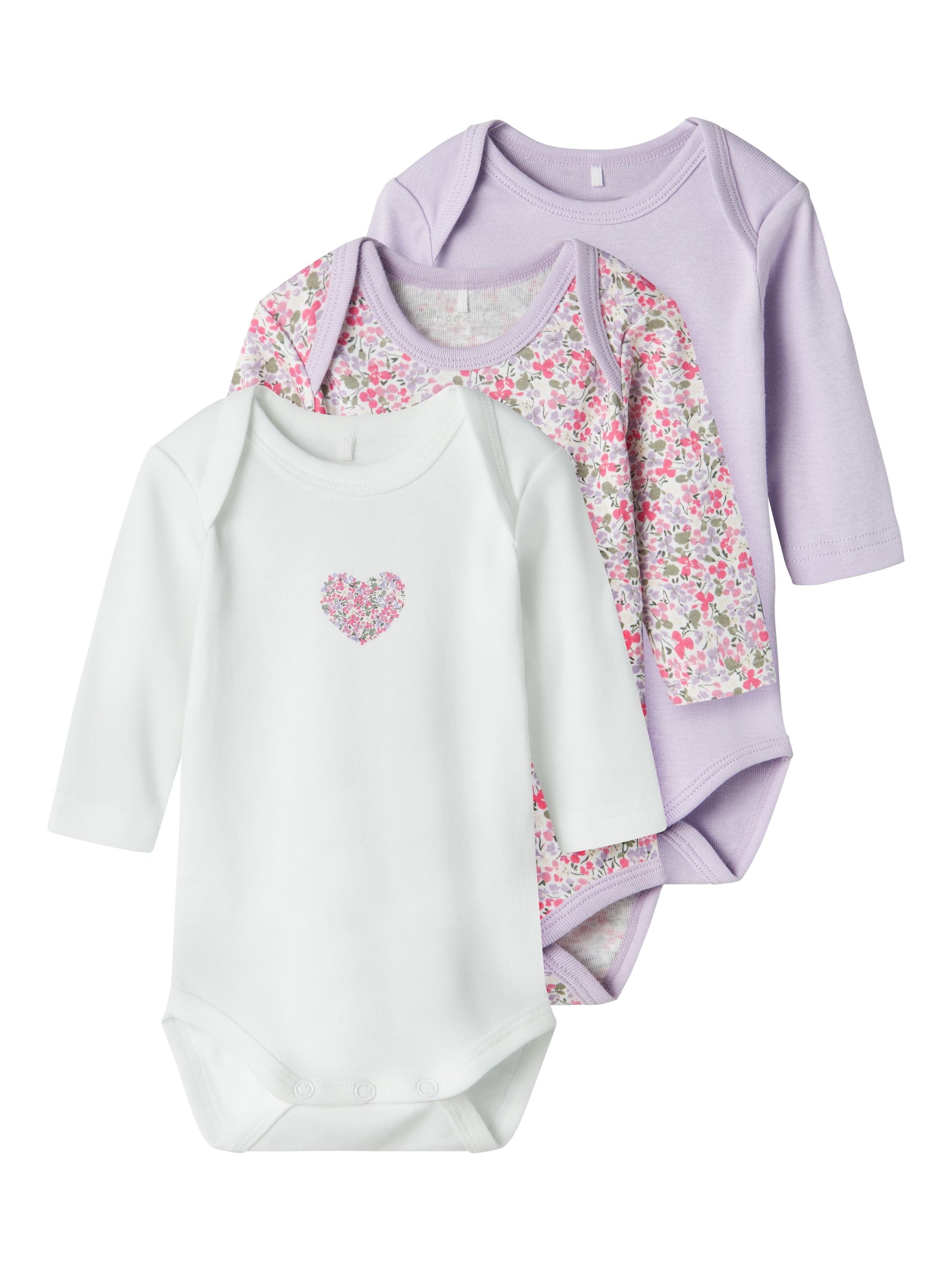 Langarmbody »NBFBODY 3P LS LILAC PETIT FLOWER NOOS«