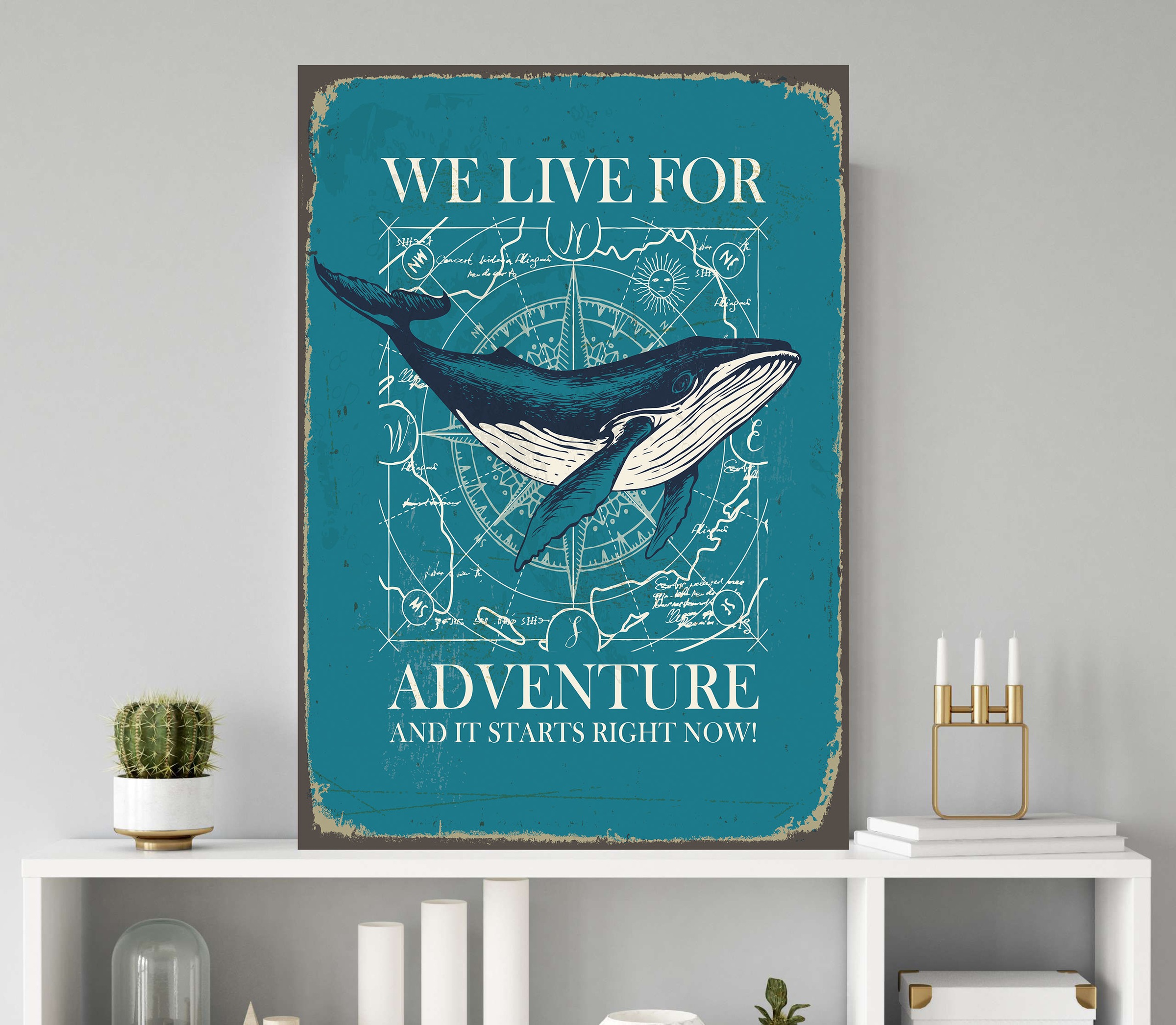 queence Metallbild »Adventure«, (1 St.), Stahlschild, Blechschild, Sprüche, Texte, Wal