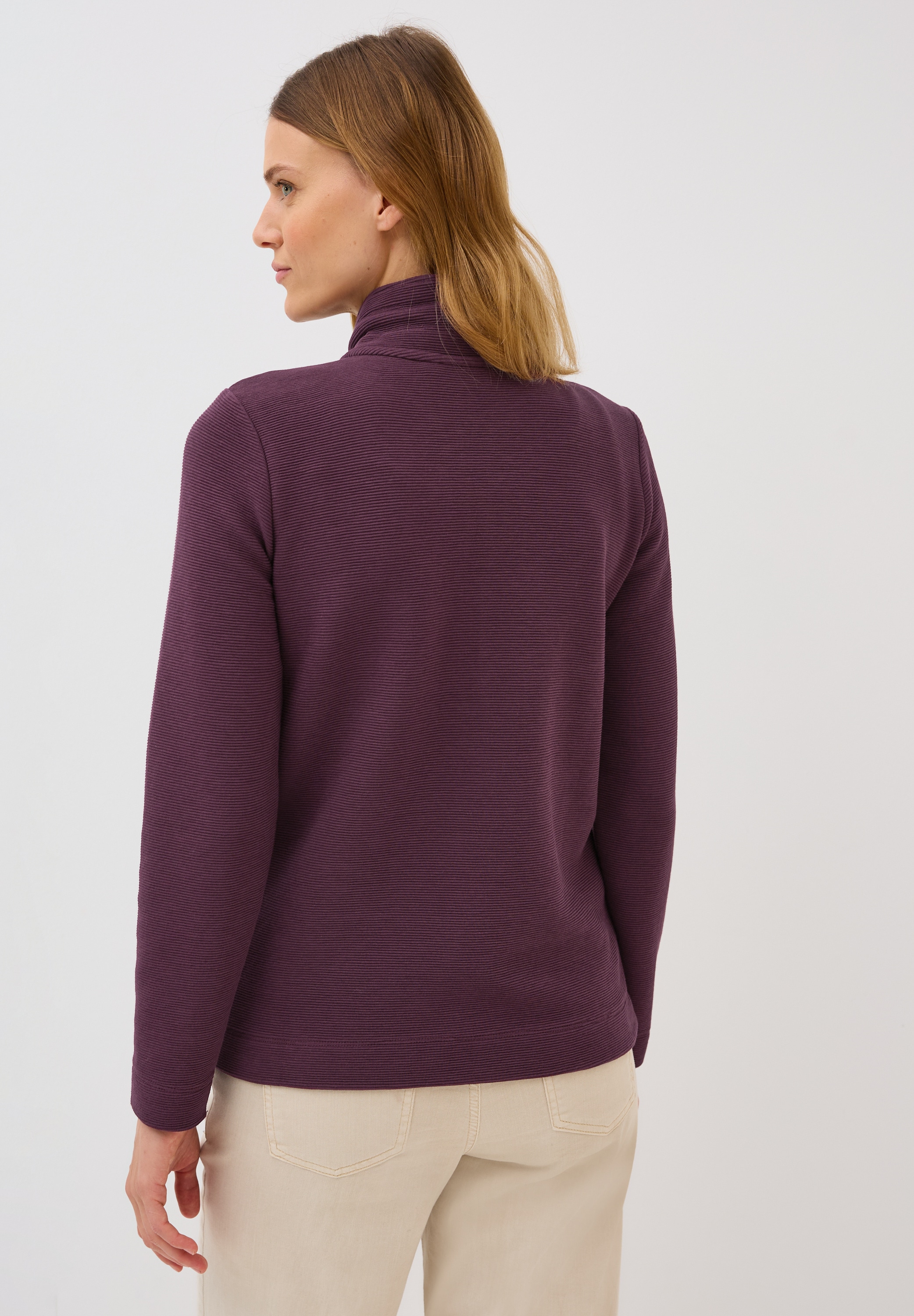 Cecil Sweatjacke, im Ottoman-Look und Stehkragen, Struktur-Optik