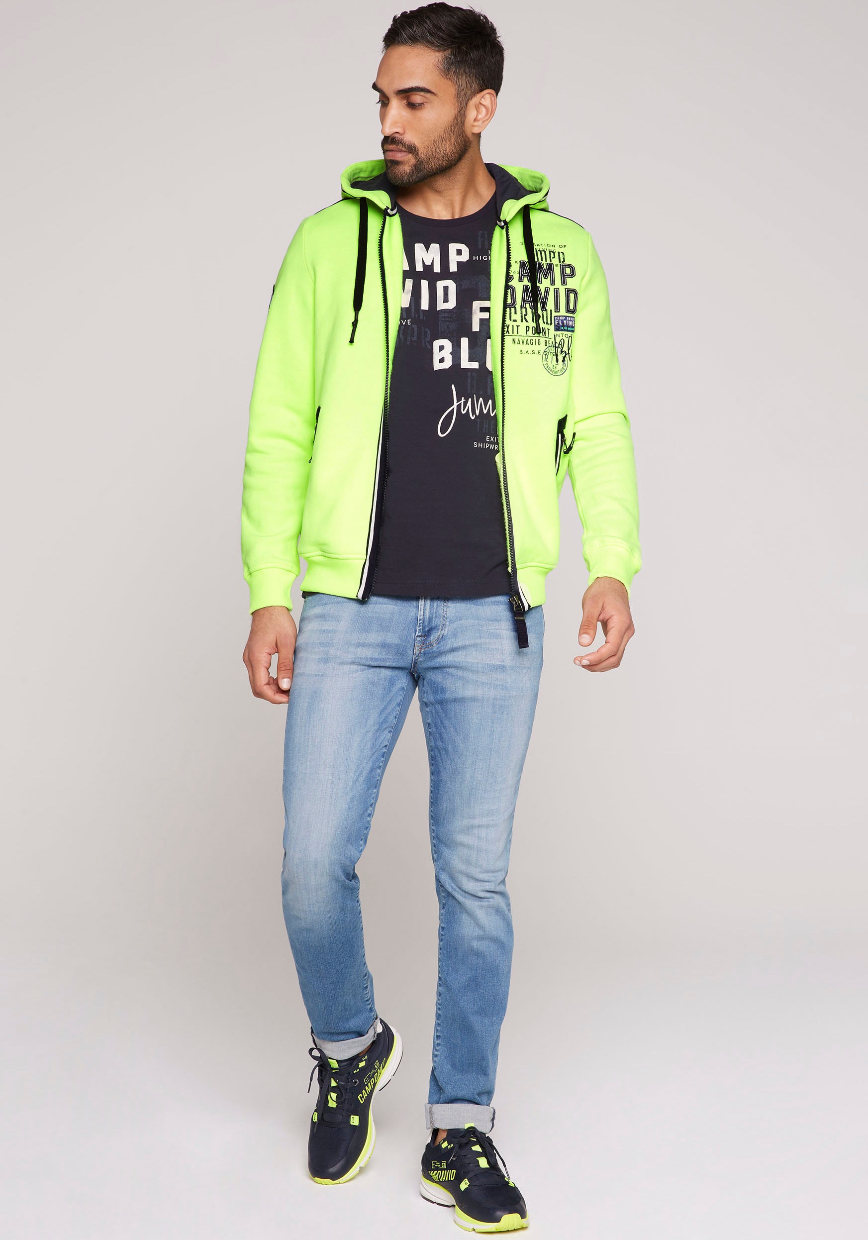 CAMP DAVID Kapuzensweatshirt, mit | kaufen auf Jelmoli-Versand und Rückseite Label-Applikationen Vorder- online