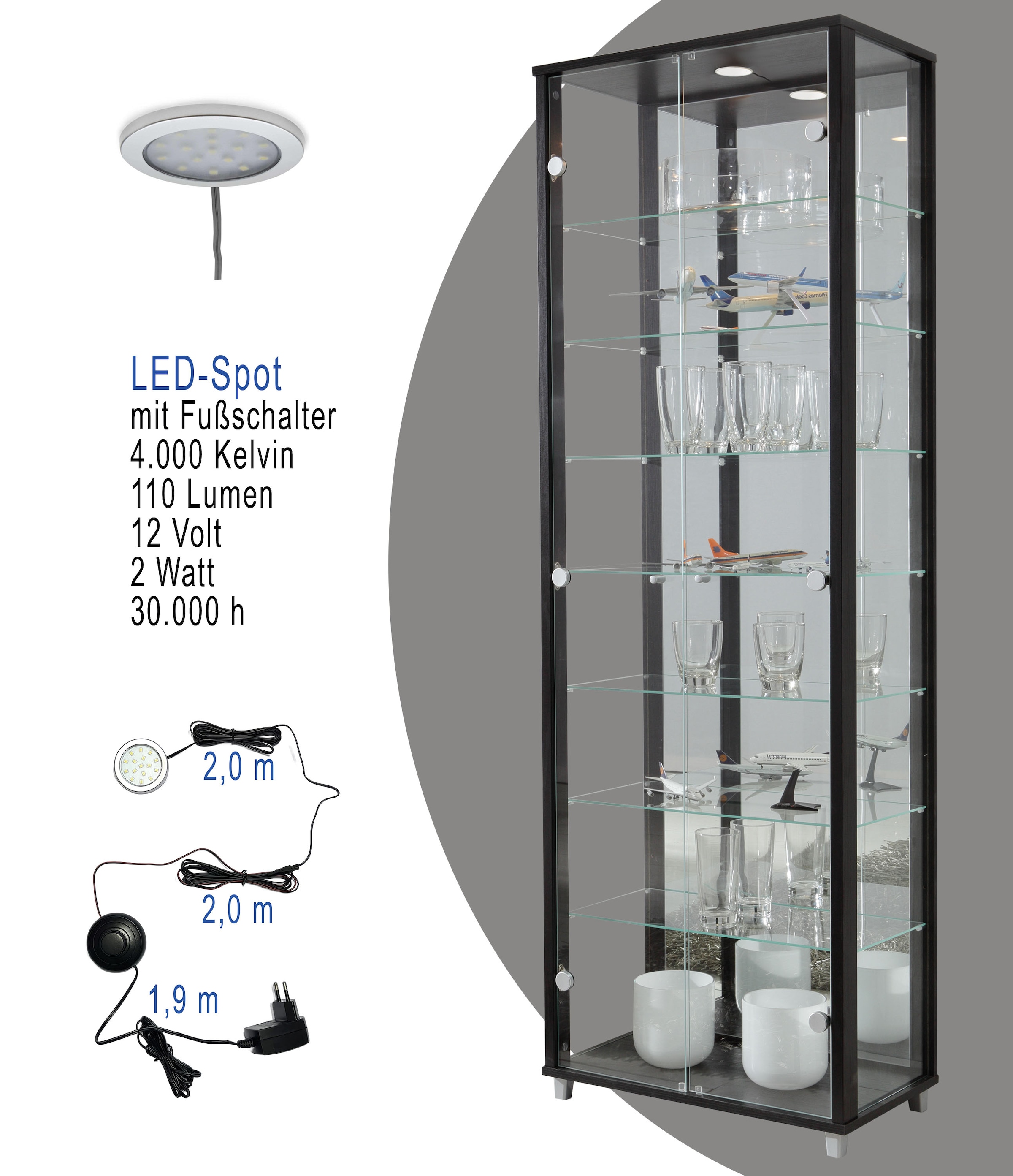 fif möbel Vitrine »OPTIMA«, Standvitrine/Glasvitrine 2x Glastür,perfekt für Sammler,Sammlervitrine