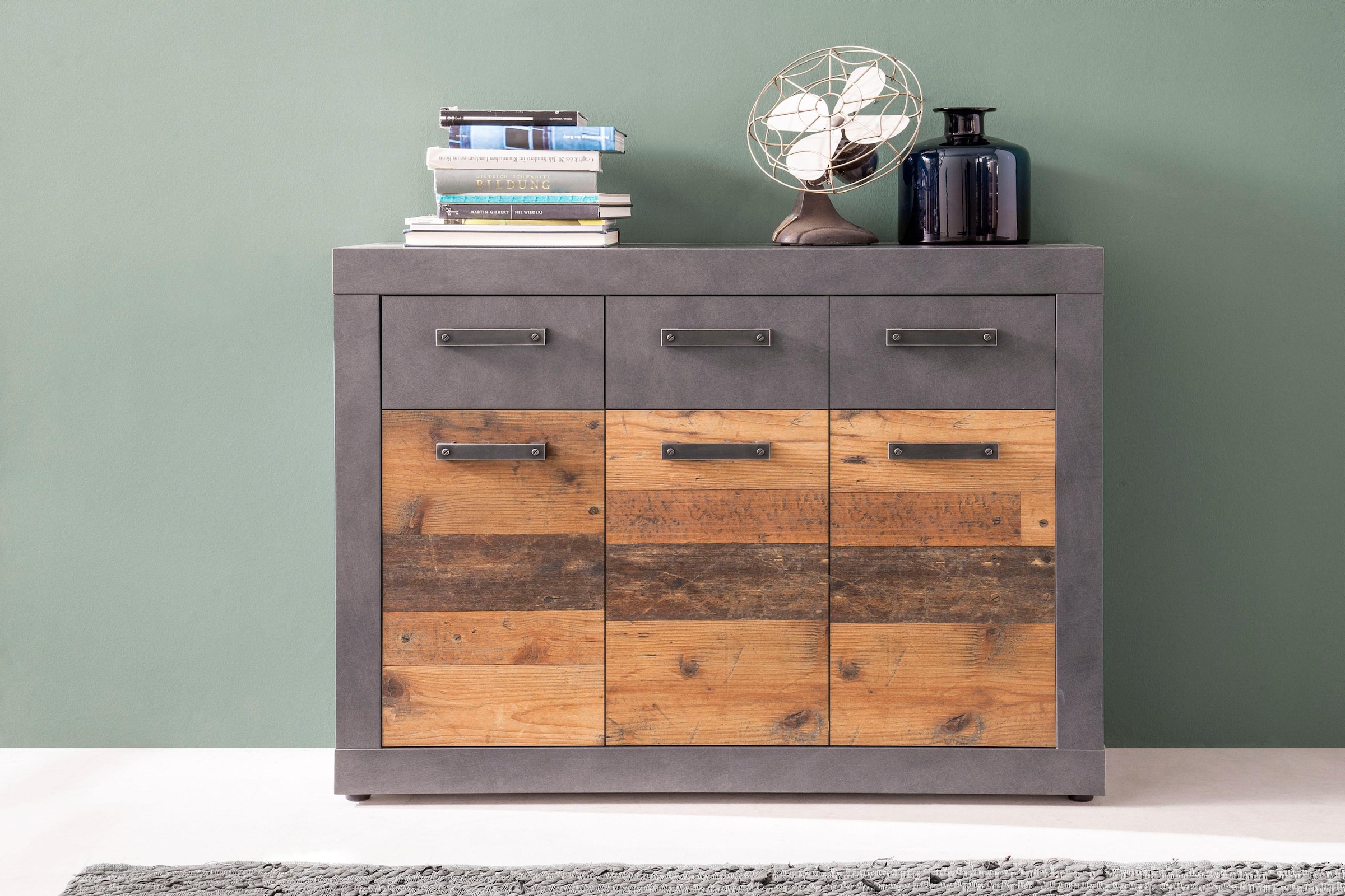 INOSIGN Kommode »Ilana«, Mehrzweckschrank im modernen Industrial Style - Mit 3 Schubladen