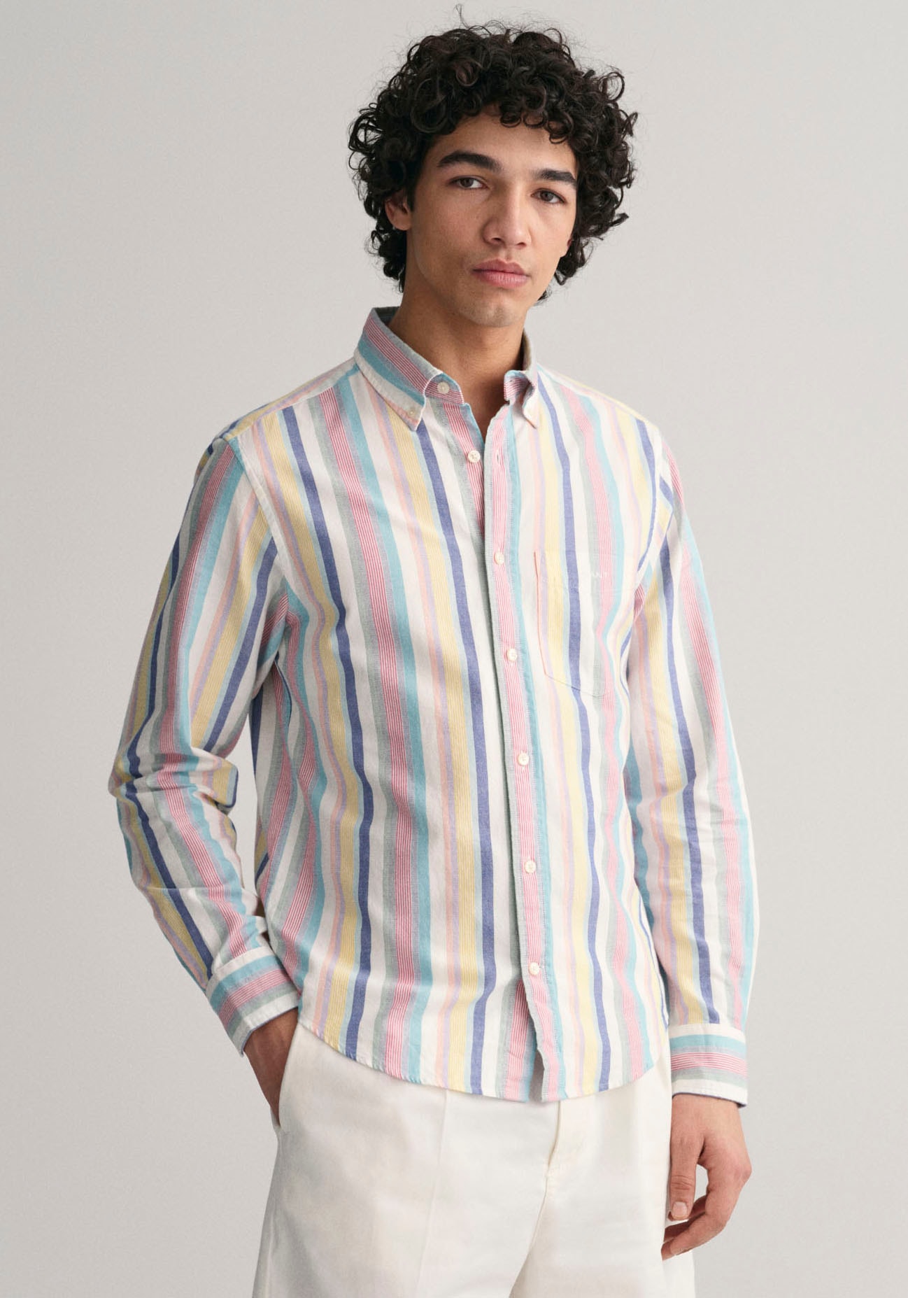 Streifenhemd »Regular Fit Oxford Hemd strukturiert langlebig dicker gestreift«, in...