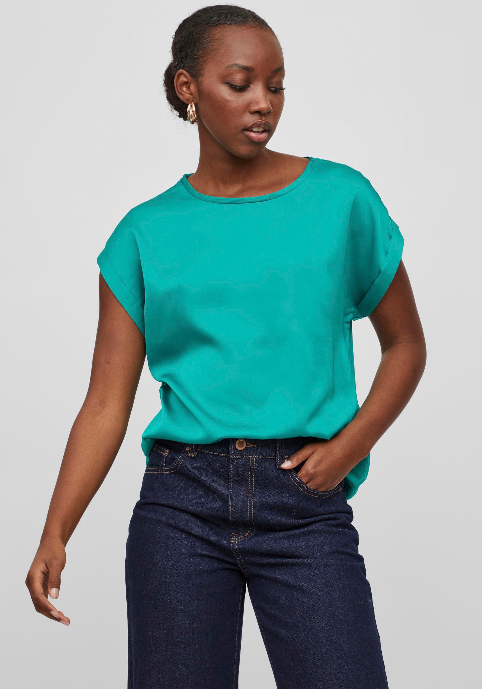 Vila Kurzarmshirt »VIELLETTE S/S SATIN TOP/SU - NOOS«, Satin Optik kaufen