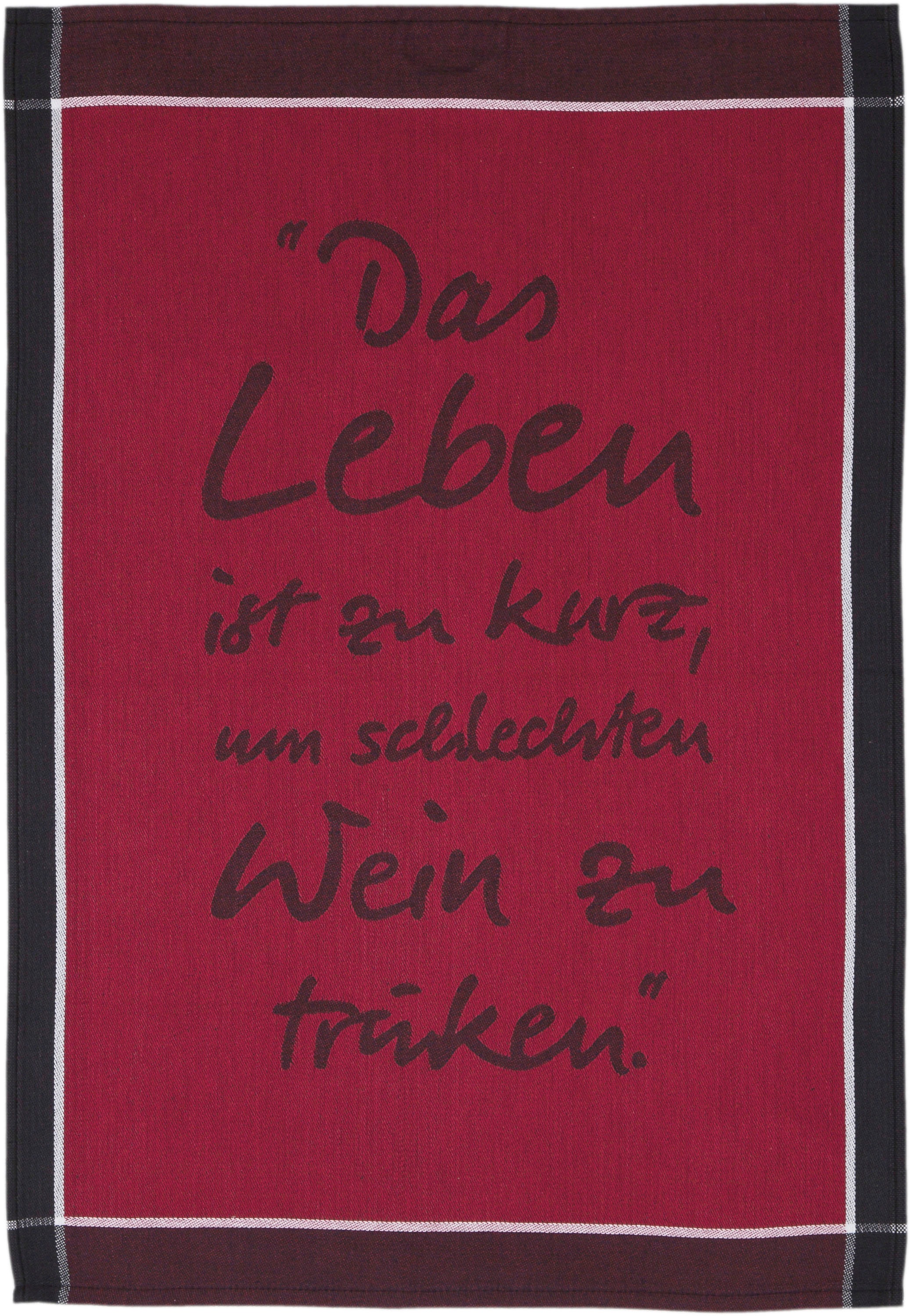 ROSS Geschirrtuch "Das Leben ist zu kurz um schlechten Wein zu trinken" Sprüchetuch, aus 100% Baumwolle