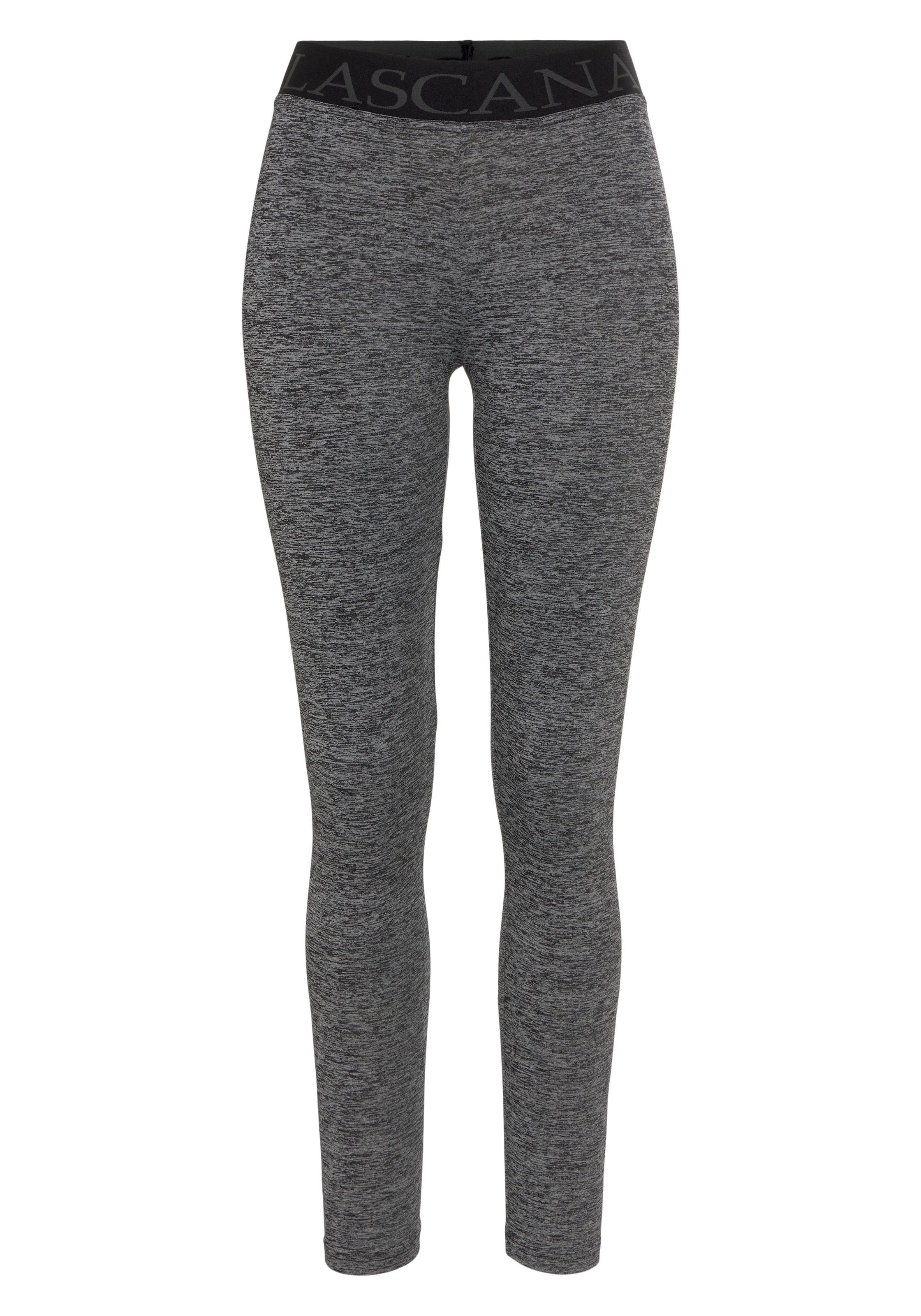 LASCANA ACTIVE Leggings, meliert, mit elastischem Bund und darin eingewebtem Schriftzug