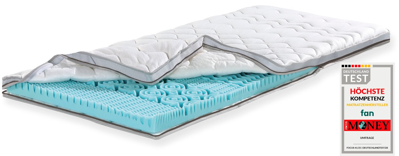 fan Topper "XXL Soft Plus, Premium Topper 90x200 cm,180x200 cm & weitere Grössen" Matratze, Boxspringbett, Hausstauballergiker geeignet, ergonomisch