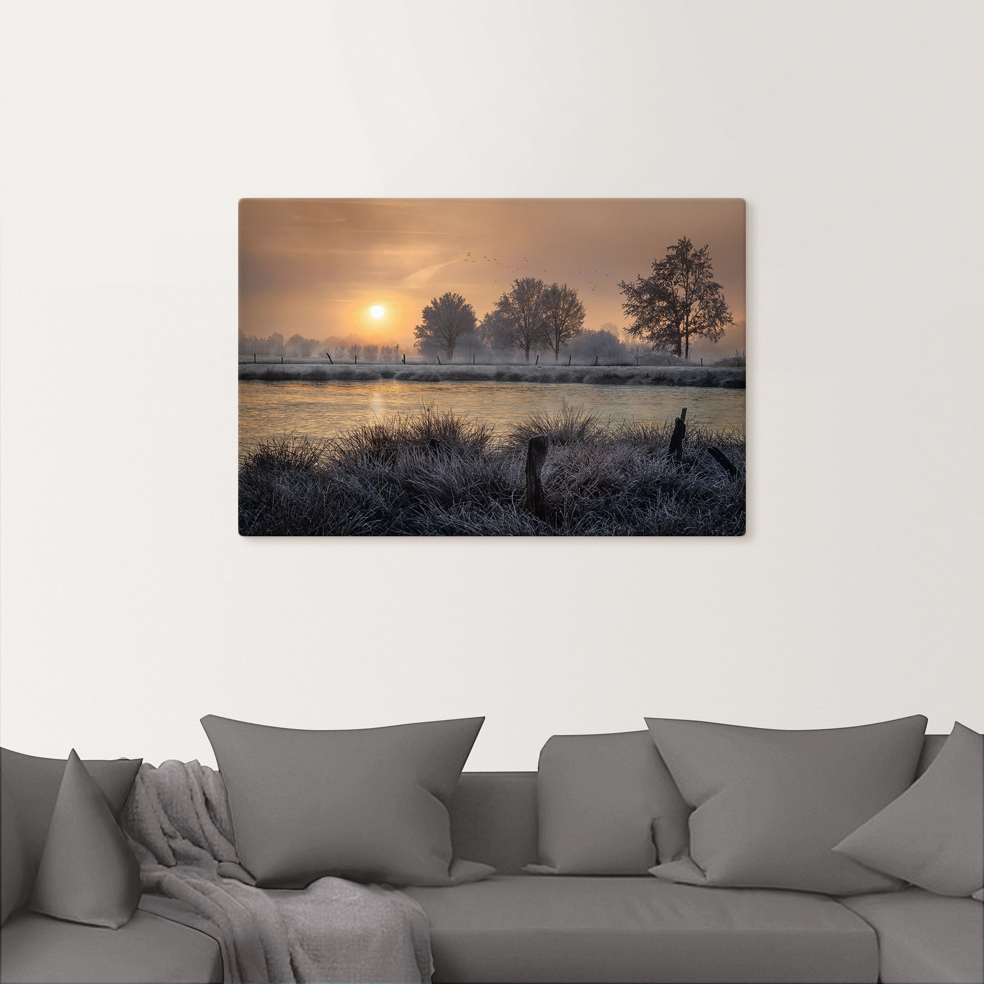 Artland Wandbild »Ein Wintertag beginnt«, Bilder vom Sonnenuntergang & -aufgang, (1 St.), als Alubild, Outdoorbild, Leinwandbild, Wandaufkleber, versch. Grössen