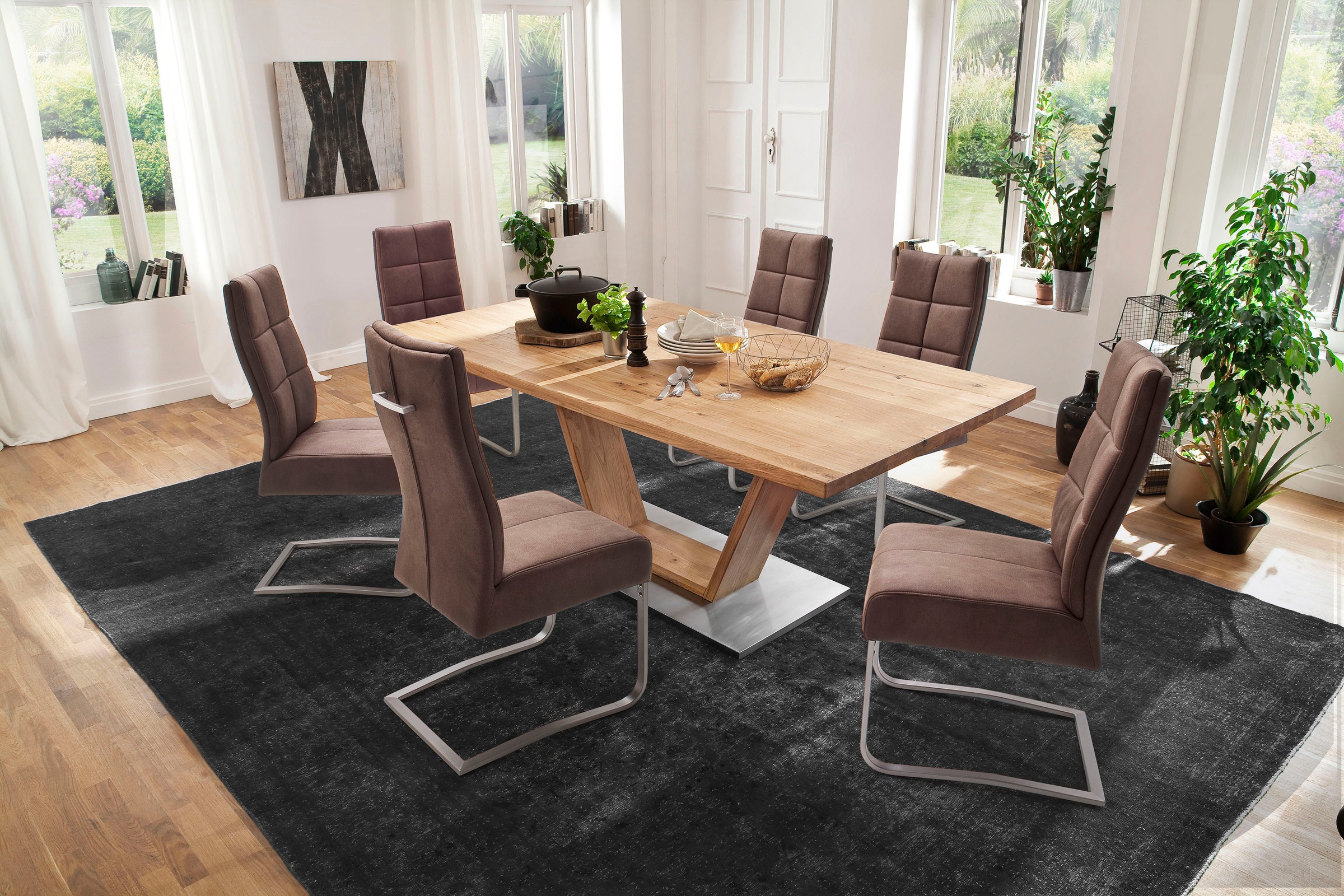 MCA furniture Esstisch »Greta«, Esstisch Massivholz mit Baumkante, gerader Kante oder Tischplatte
