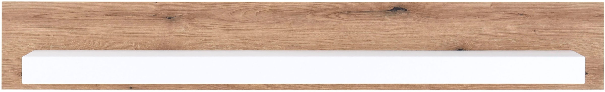 INOSIGN Wandboard »Brixen, modernes Wandregal, Hängeregal mit Ablage«, vielseitig einsetzbares Hängeregal, Weiss mit Eiche Evoke Dekor
