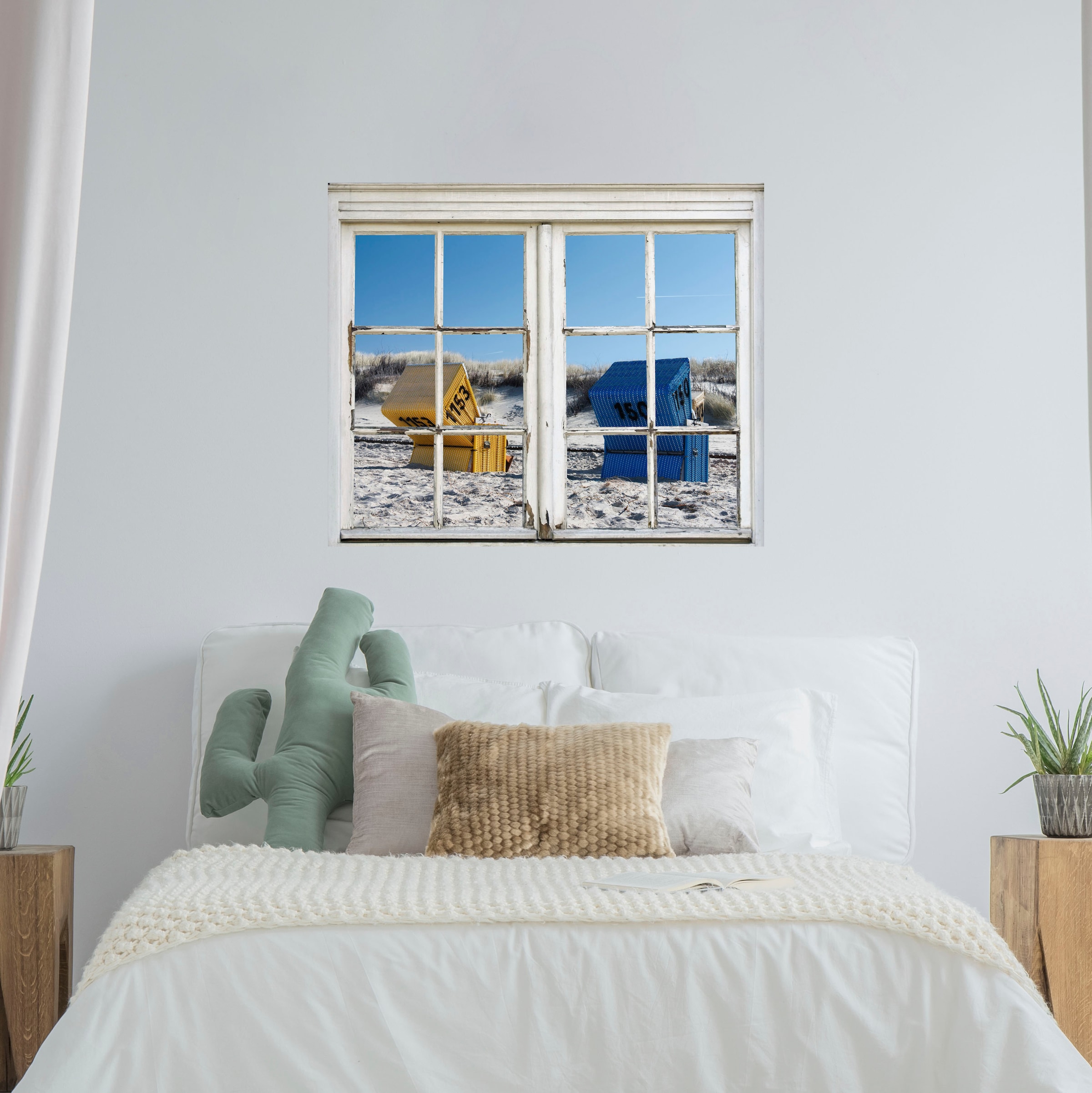 Wandsticker »Strandkörbe«, Wandsticker, Wandbild, selbstklebend, 3D, Fenster