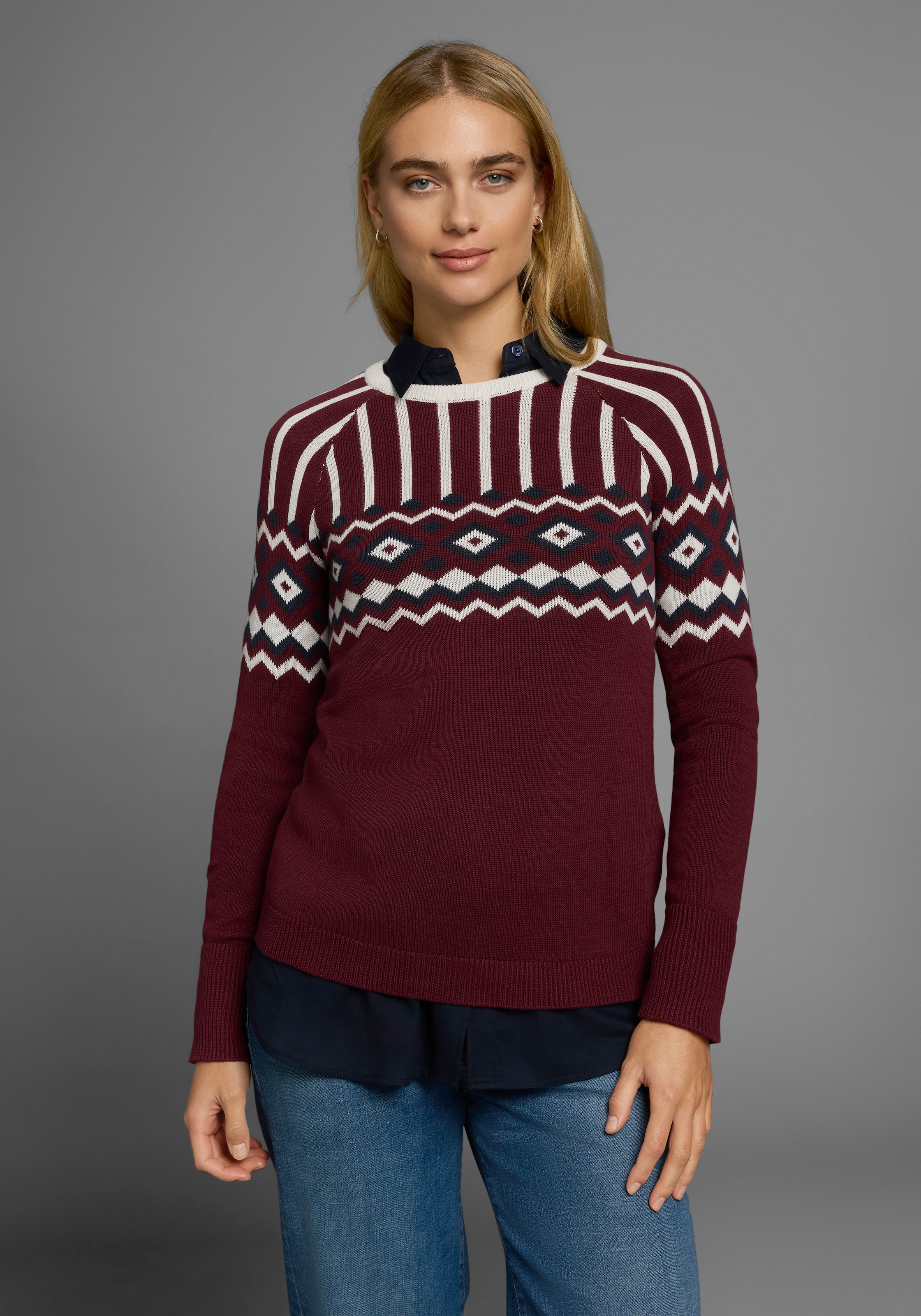 AJC Jacquardpullover, mit Norwegermuster in verschiedenen Farbvarianten