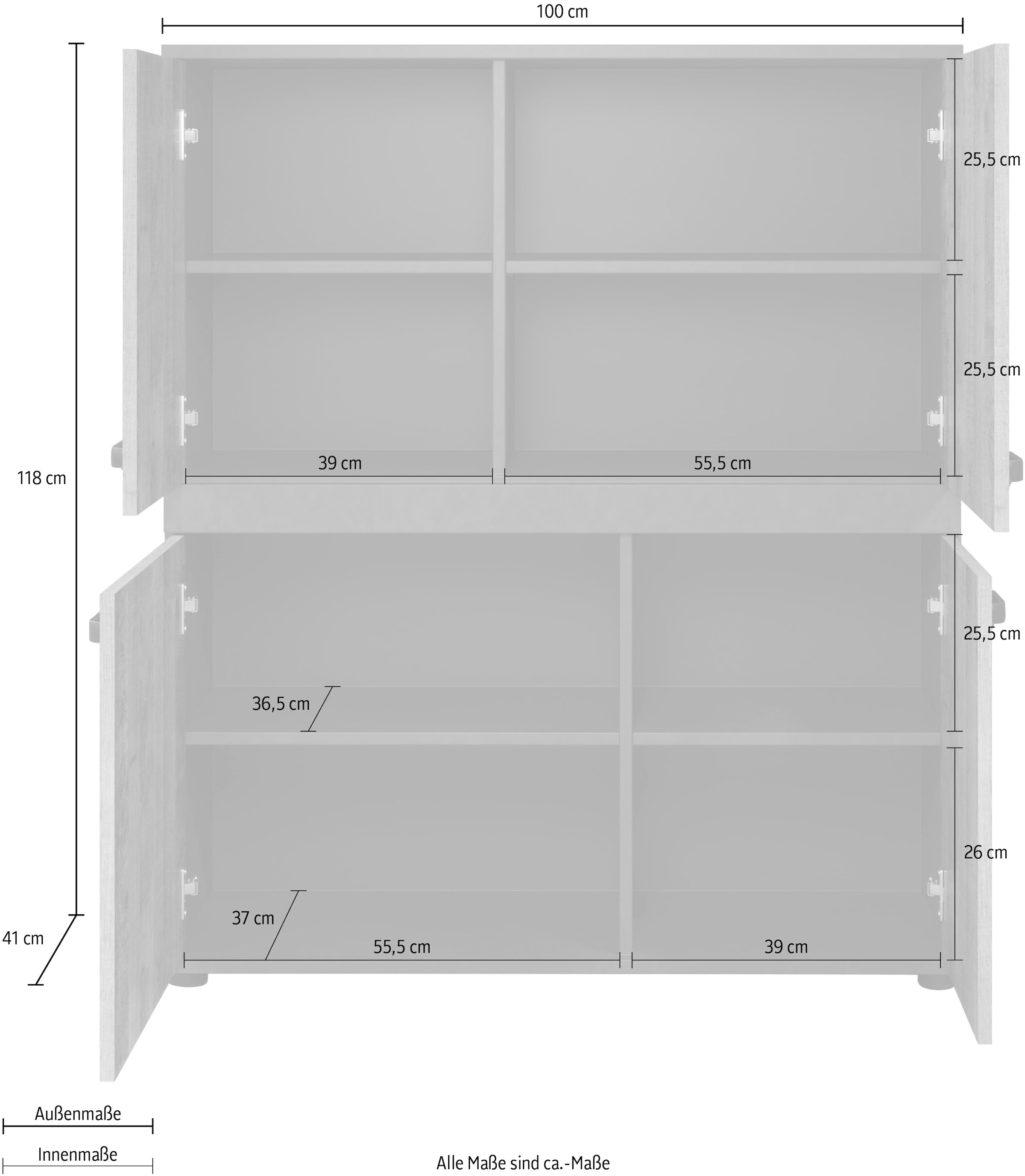 trendteam Highboard »Stripe«, Höhe 118 cm