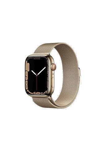Apple Smartwatch »Serie 7, GPS, 45 mm Edelstahlgehäuse mit Milanaise-Armband«, (Watch... kaufen
