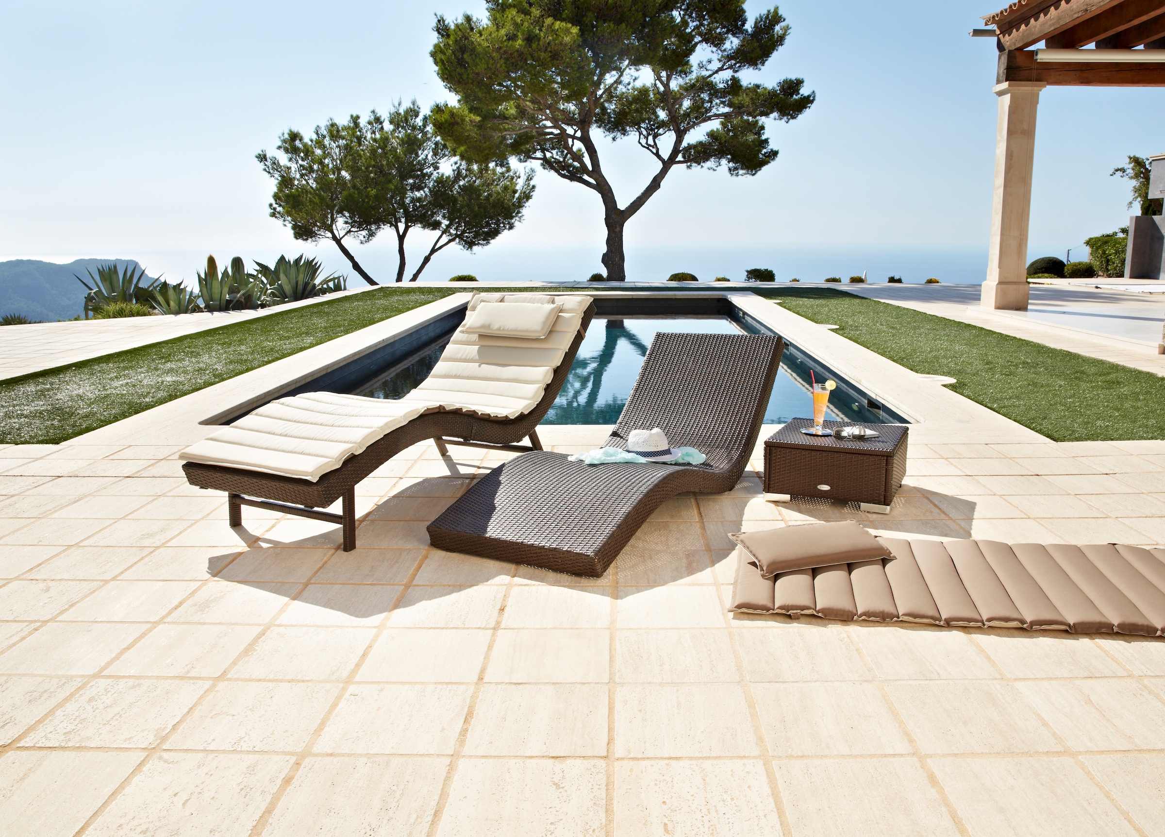 MERXX Gartenliege »Piacenza«, Polyrattan, braun, inkl. Wendeauflage